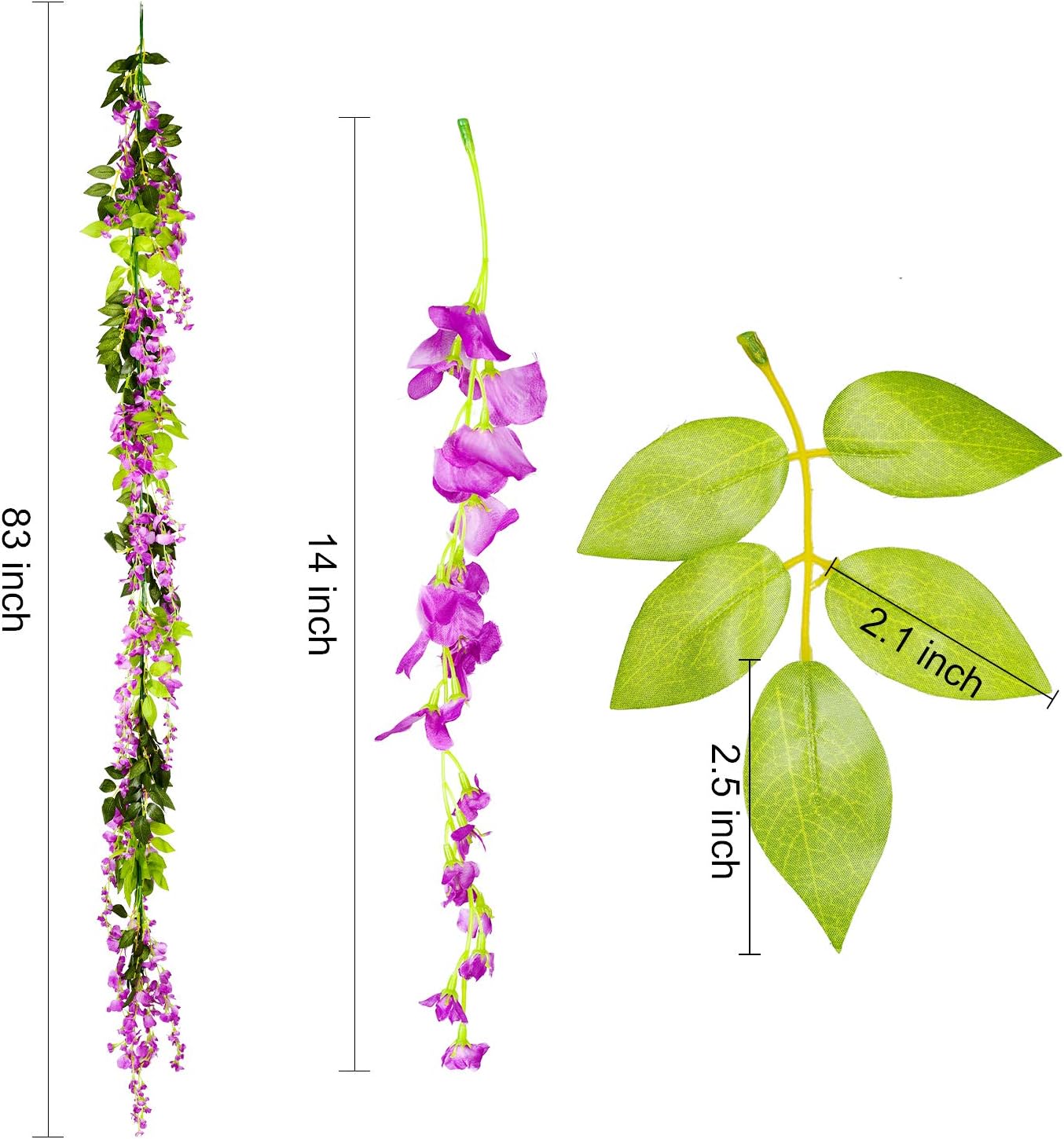 DearHouse 4Pcs 6.6Ft/Piece Artificial Flowers Silk Wisteria Garland Artificial Wisteria Vine Rattan Silk Hanging Flower for Home Garden Outdoor Ceremony Wedding Arch Floral Decor