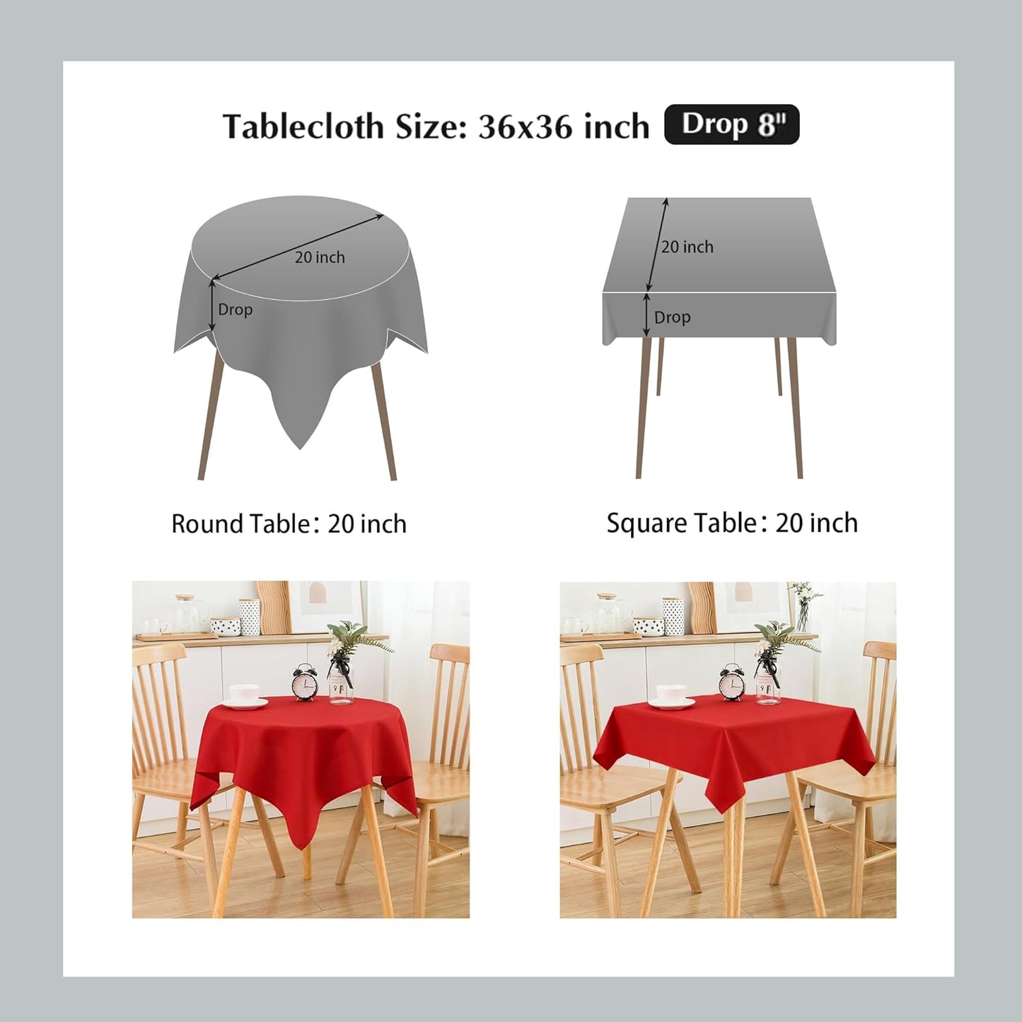 2 Pack Small Square Table Cloth 36X36 Inch Red Washable Fabric Tablecloth Polyester Solid Table Cover for Night Stand End Table Side Table Outdoor Indoor