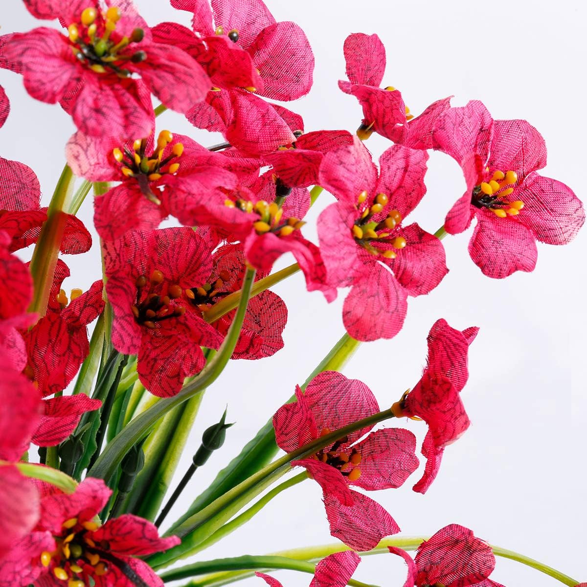 12 Bundles Artificial Flowers Outdoor UV Resistant Fake Flowers No Fade Faux Plastic Plants Garden Porch Window Box Decorating(Rose red)