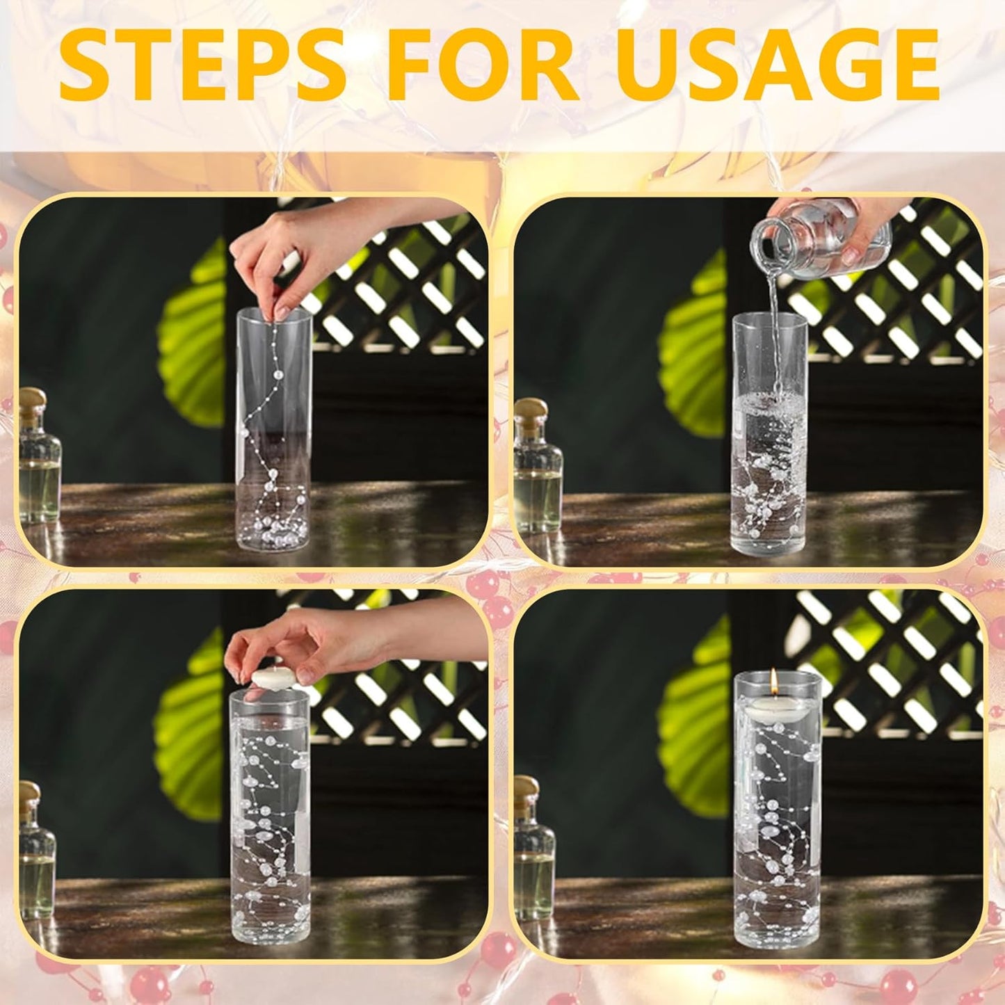 50 PCS Artificial Floating Beads for Centerpieces Vases, Light Purple 8+3mm String Beads for Wedding Party Faux Pearl String for Decorating, String Pearls for Crafts Vase Filler