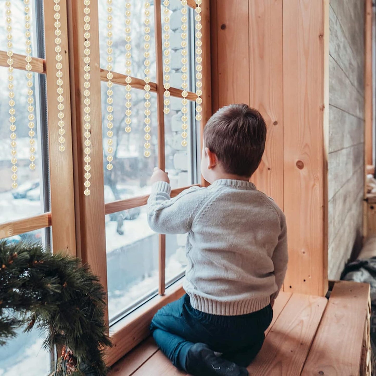 Faux Ivory Pearl Garlands - 10mm Christmas Tree Beads - 11 Yards Strands - Wedding/Christmas Decoration