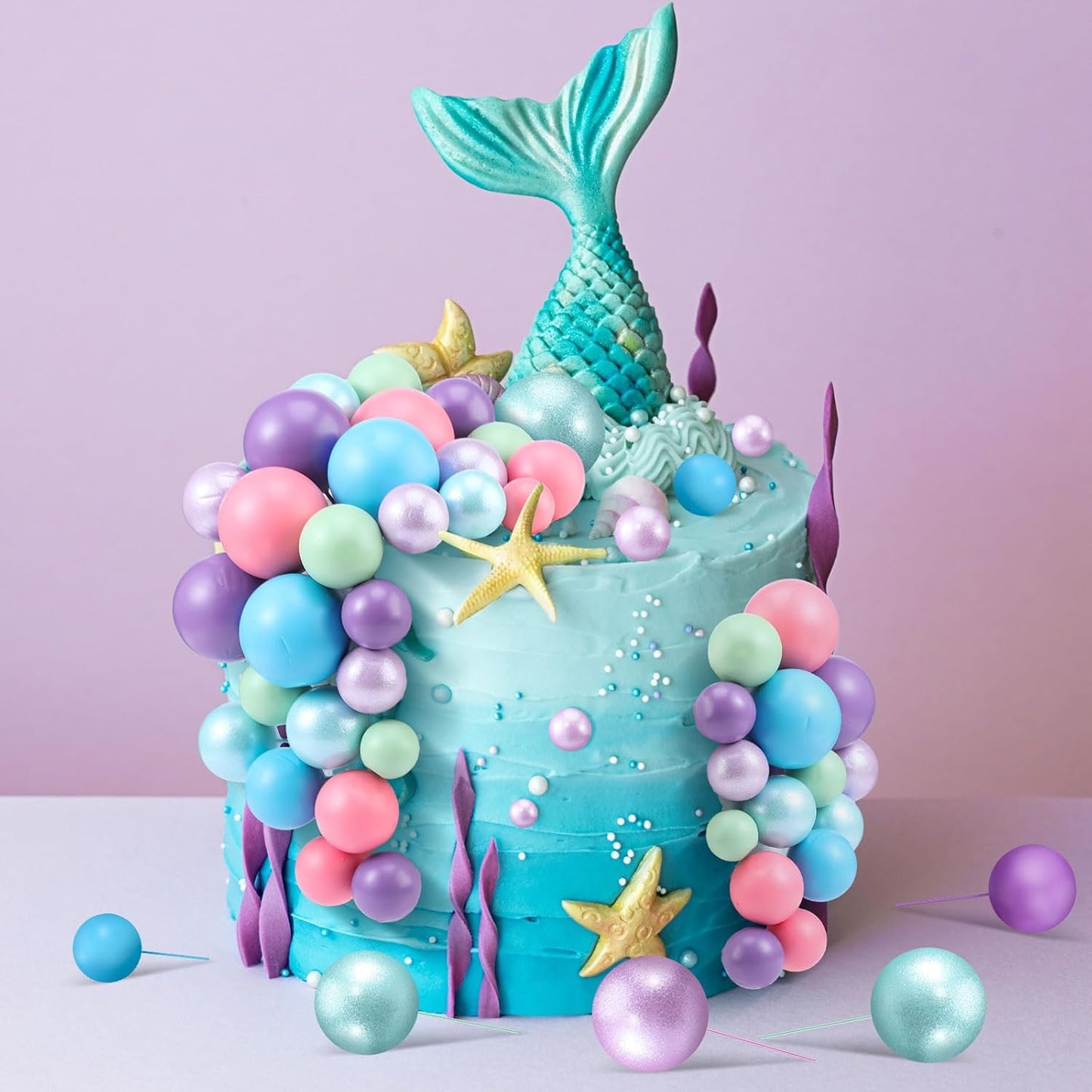 108 Pcs Balls Cake Topper DIY Cupcake Insert Foam Balloons for Cake Baking Wedding Anniversary Birthday Decoration(Bright Colors,Multi Sizes)