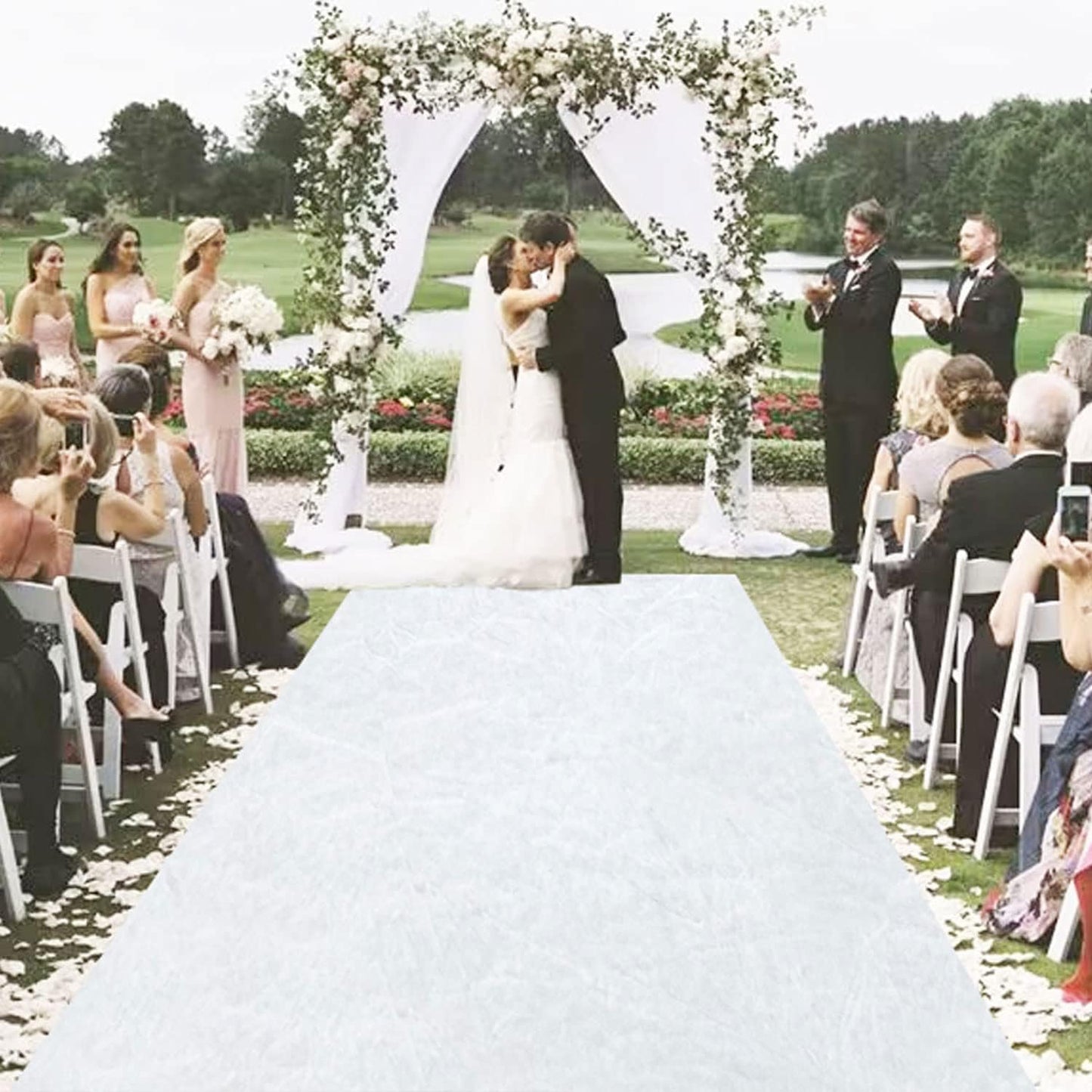 MODFUNS White Aisle Runner for Wedding Ceremony 4FTx25FT Velvet Fabric Runway Rug Wedding Runner Aisle Indoor Outdoor Carpet for Party Runners Carpet with Carpet Tapes Birthday Anniversary Runners