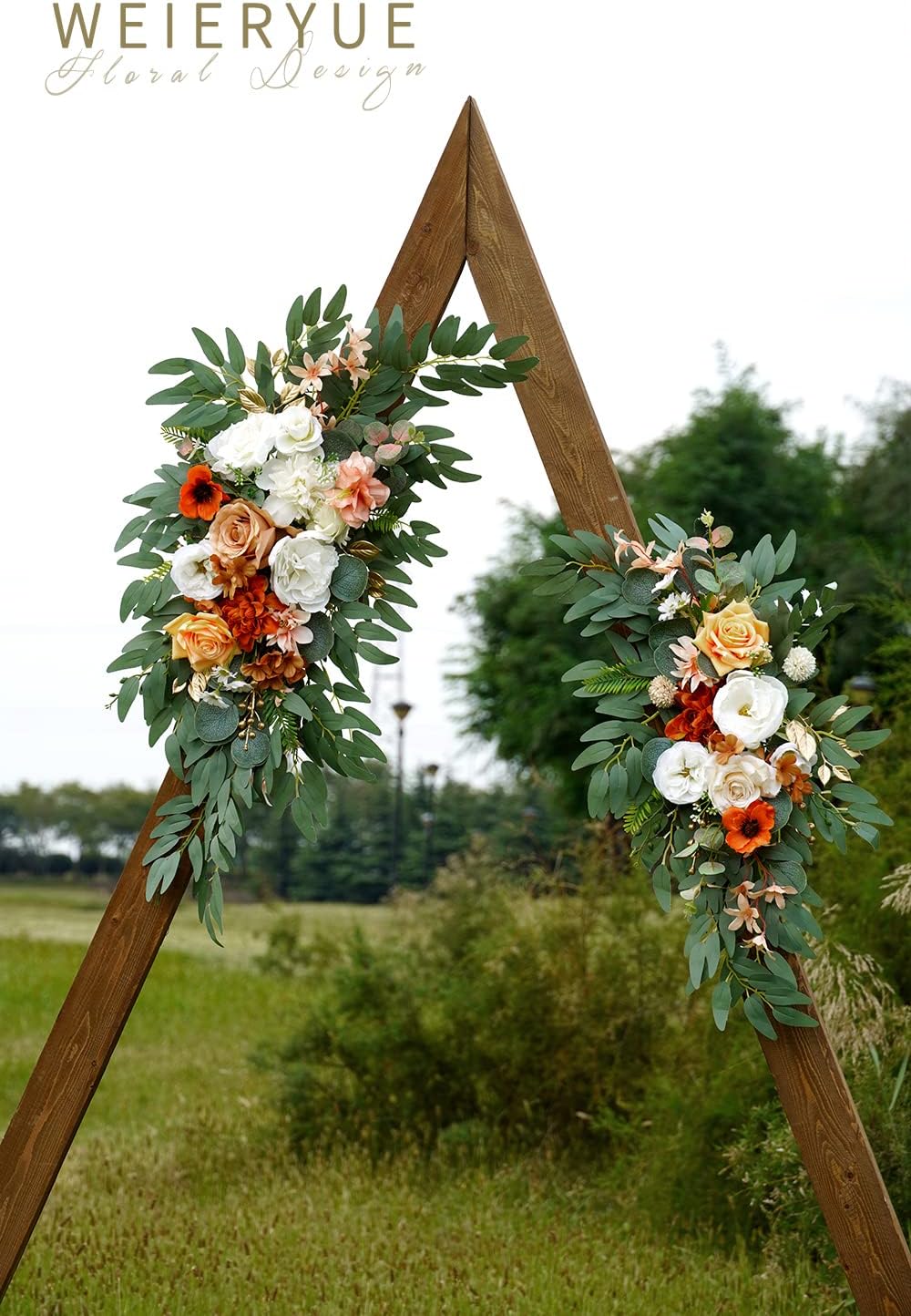 Artificial Wedding Arch Flowers Kit(Pack of 2) for Wedding Arch, Bridal Shower, Ceremony and Reception Backdrop Decoration (Caramel & White)