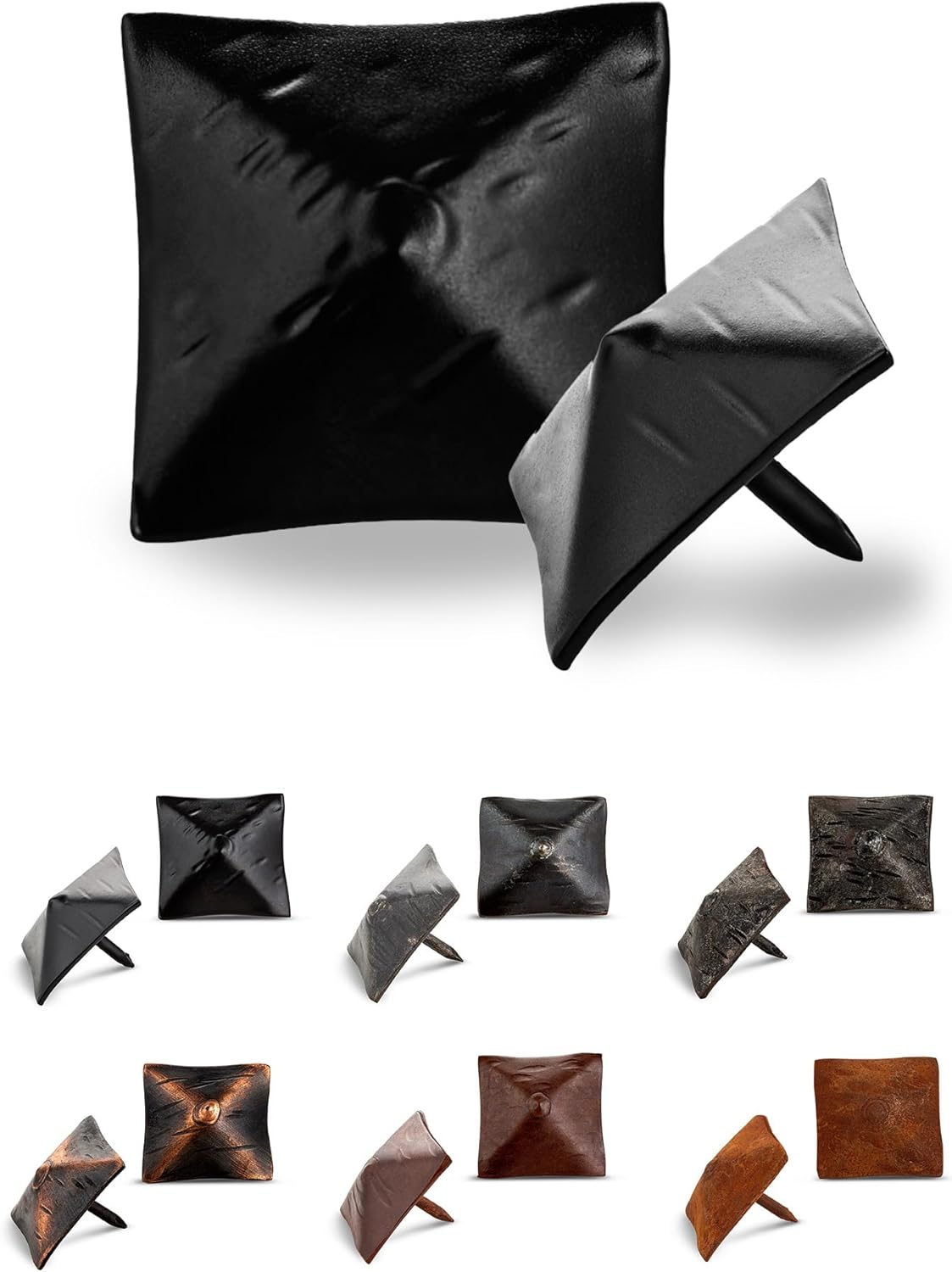 100 Pack 1.25" Square Head Iron Clavos Decorative Nails – Black – Handmade Rustic Square Fasteners for Farmhouse Shutters, Faux Wood Beams, Barn Doors, Shutters, and Gates – Ornamental Wood Accent