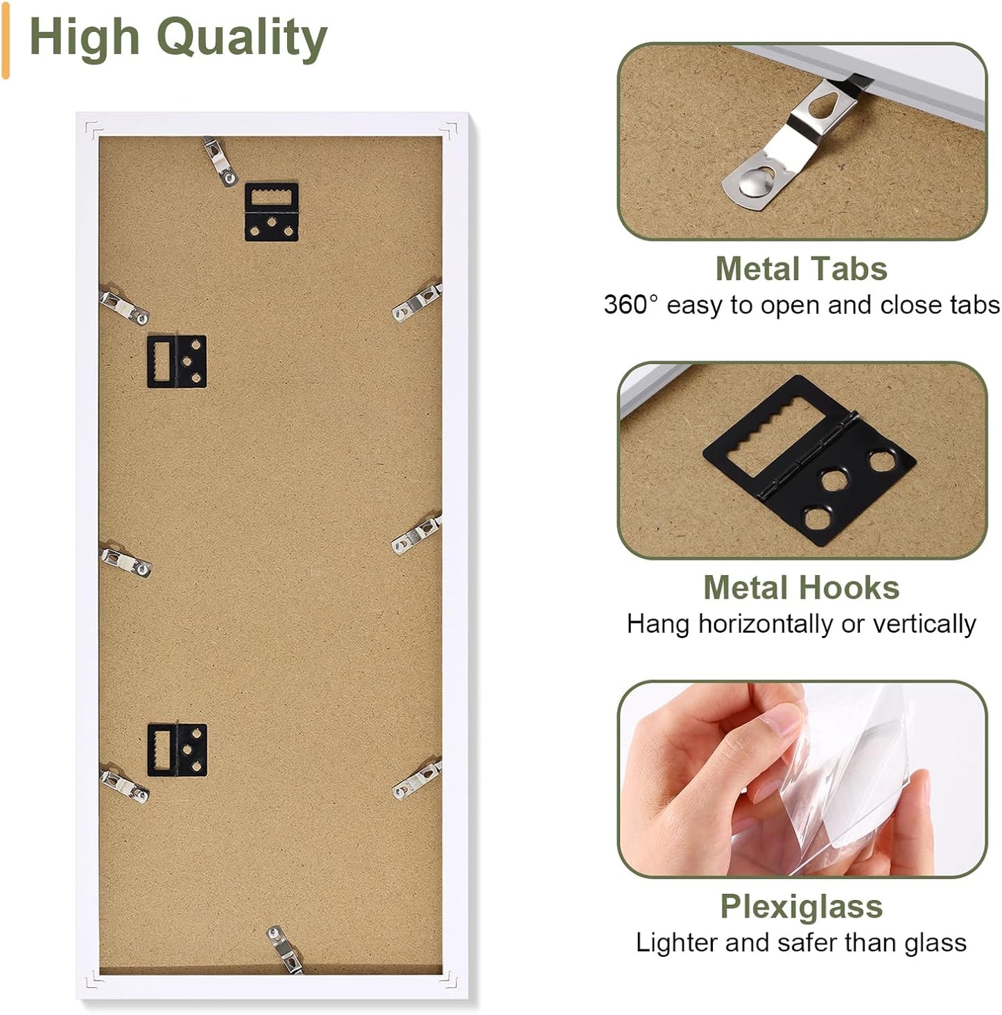 Vittanly 8x20 Collage Picture Frame, Displays 4Pcs 4x6 Pictures with Mat, Picture Frames Collage Wall Decor for Horizontal or Vertical Display, White, 1 Pack