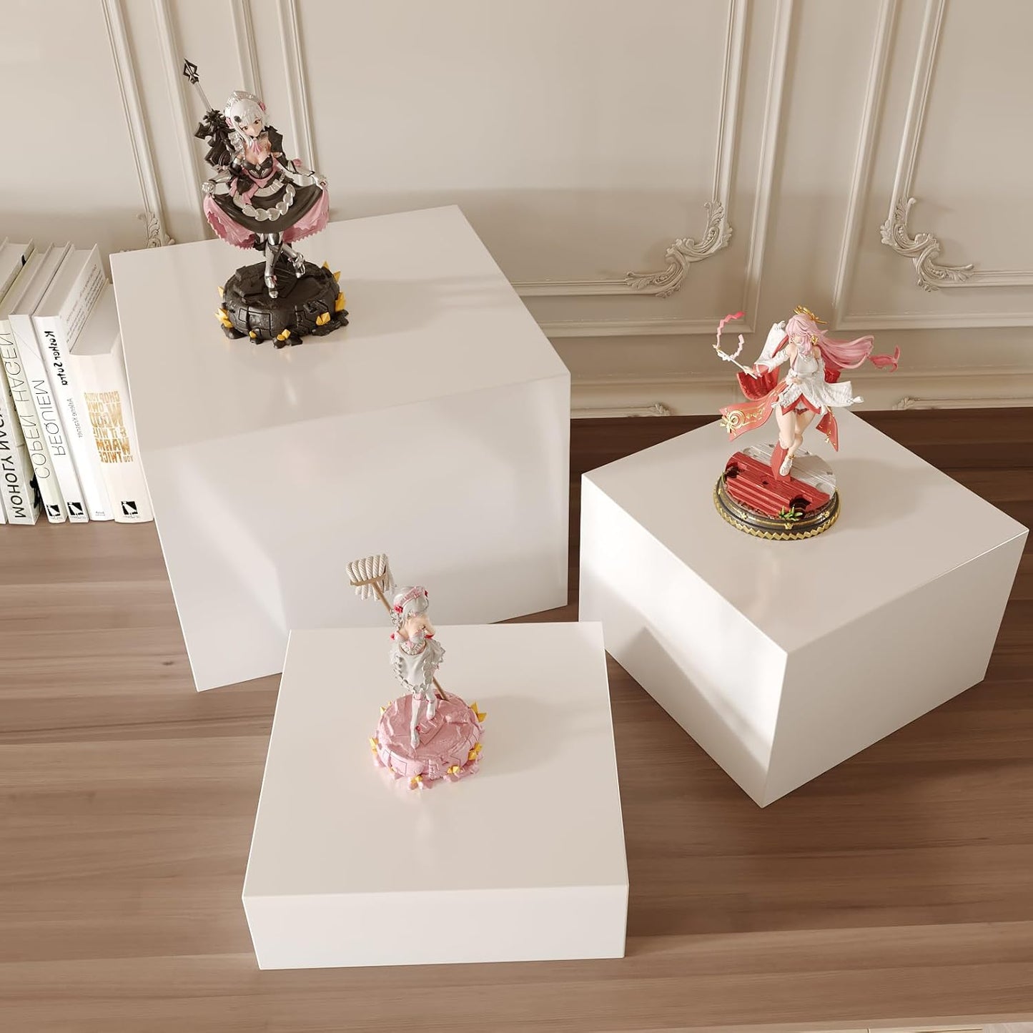 PecMuikee Buffet Risers, Food Risers for Buffet Table, Display Stand Shelf for Catering Dessert Collectibles Jewelry Figures Show, Acrylic Cube Display Nesting Risers with Hollow Bottoms 6PCS