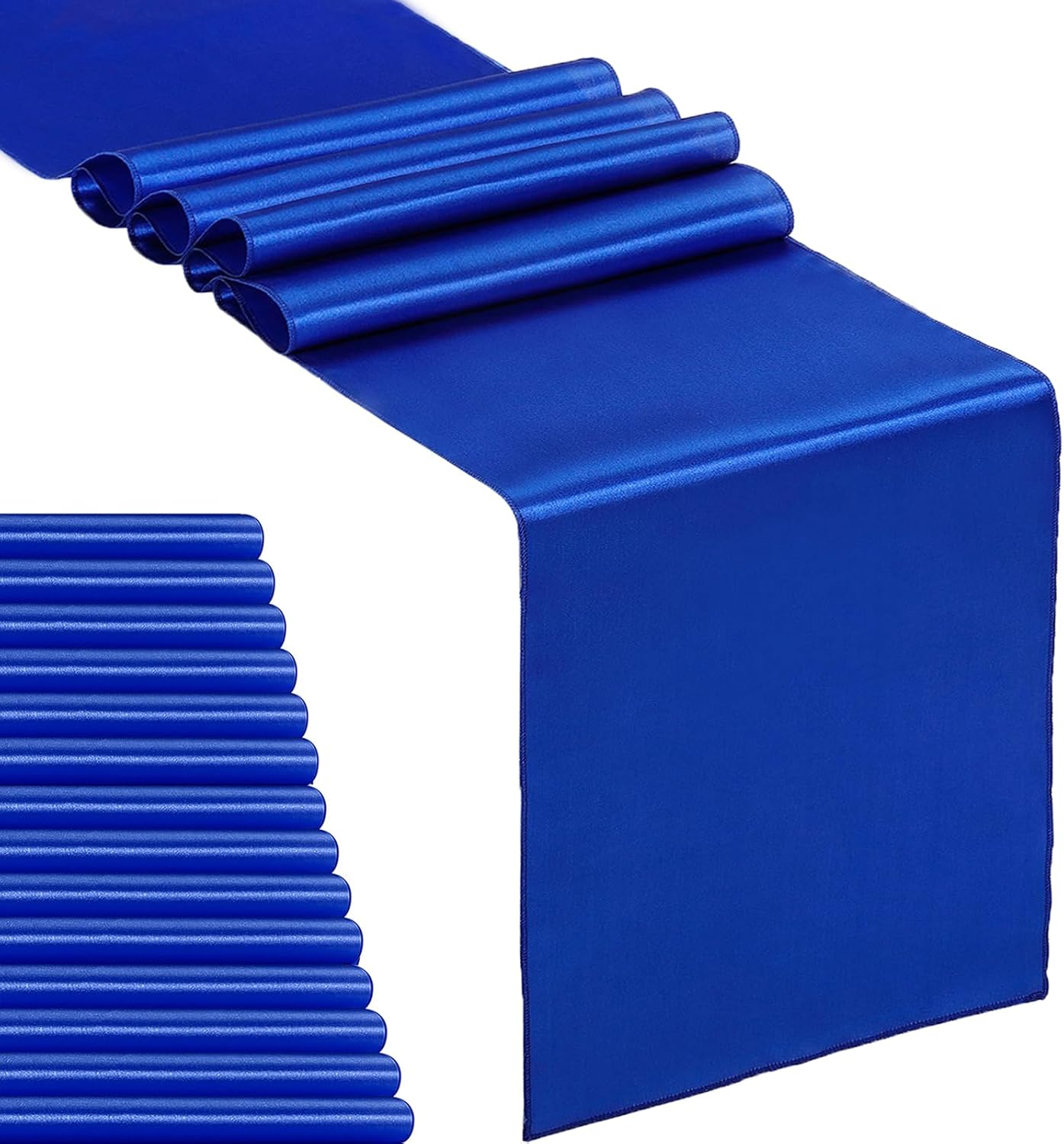 15-Pack Satin Table Runner Royal Blue 12 x 108 inches Long, Table Runners for Wedding, Birthday Parties, Banquets Decorations（15 Pack, 12x108 Inch, Royal Blue