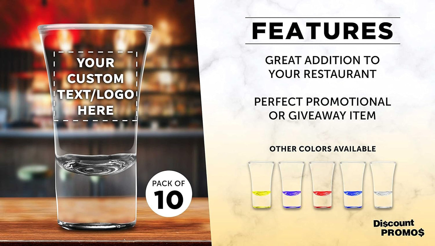 Custom 2 oz. Lord Shooter Etched Shot Glasses, 10 pack, Personalized Text, Logo, 21st Birthday Party, Lounge Glassware, Black