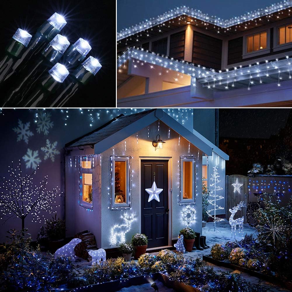 Toodour Solar Christmas Lights, 72ft 200 LED 8 Modes Outdoor Christmas String Lights, Waterproof Solar String Light for Xmas Tree, Fence, Holiday, Party, Balcony, Outdoo Xmas Decorations - White