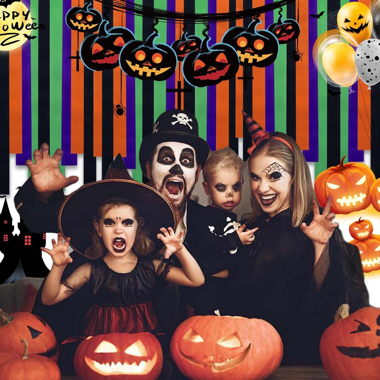 Crepe Paper Streamers 8 Rolls 656ft Orange Purple Black Green Tassels Streamer Paper for Halloween Theme Party Birthday Decorations Decor Indoor Home Horror Party Hanging Backdrops Supplies