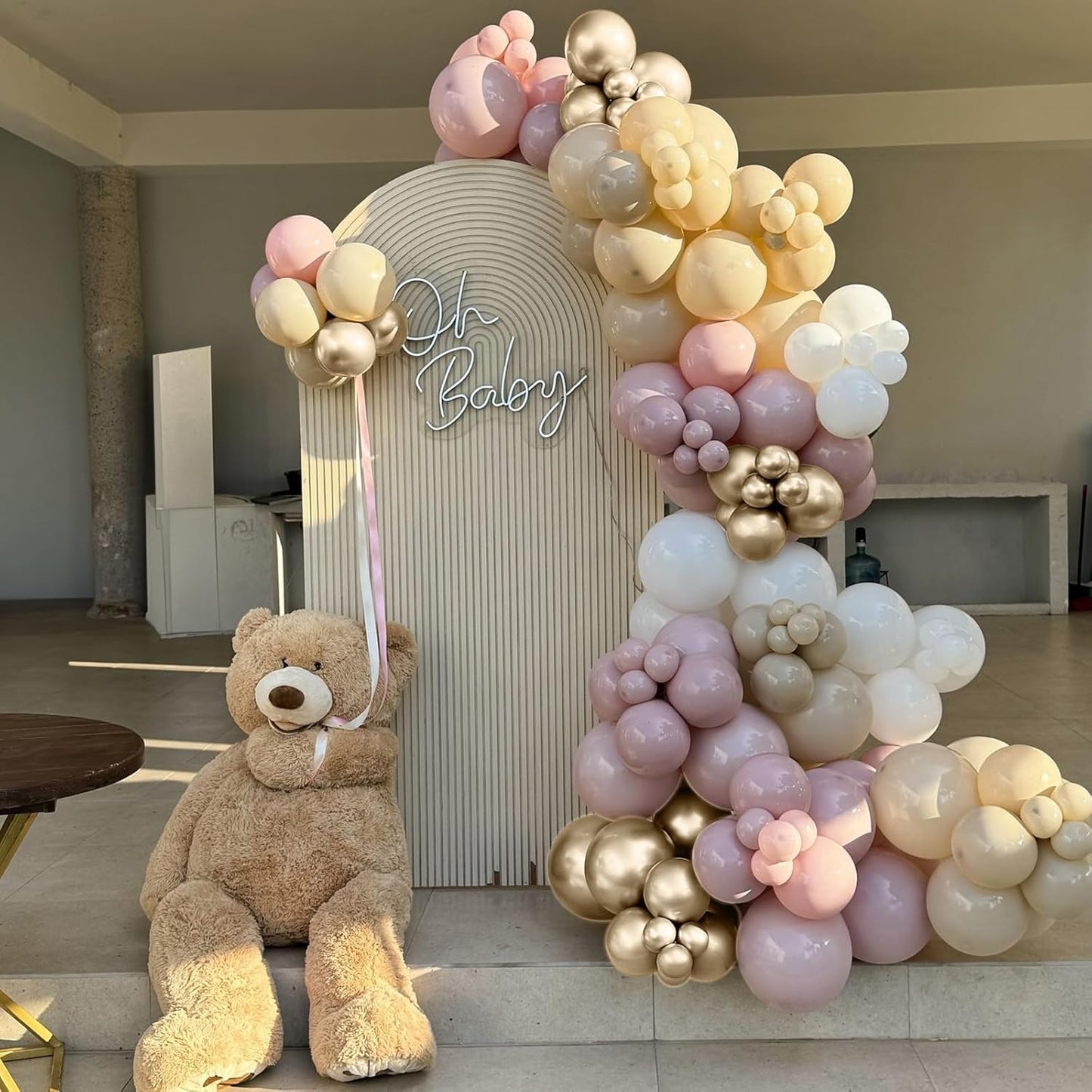 Dusty Pink Beige Balloons, 60 Pcs 12 Inch Pink Sand White Balloons, Metallic Gold Nude Cream Balloon for Girls Women Birthday Pastel Bridal Shower Boho Wedding Baby Shower Engagement Party Decoration
