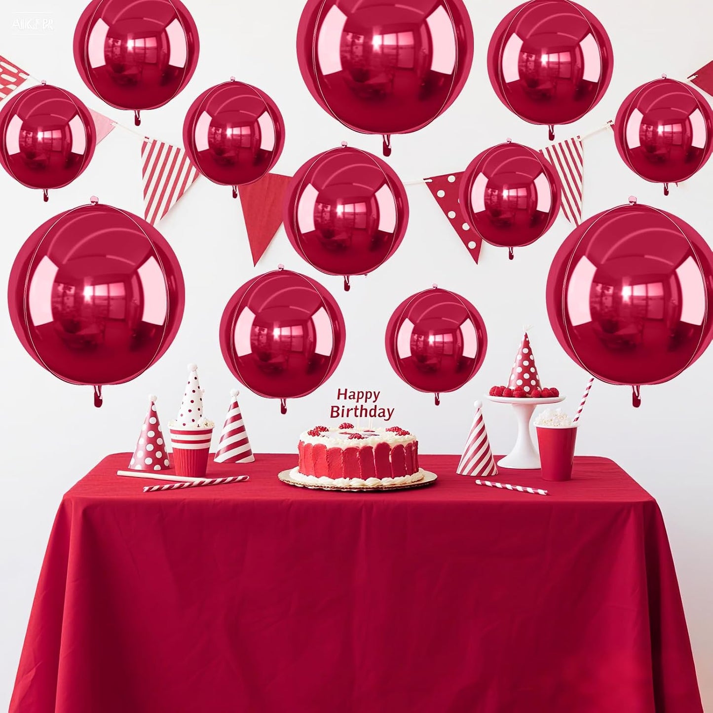 12Pcs Burgundy Red Round Foil Balloons, 22" 15" 10" 4D Helium Maroon Ball Balloon, Metallic Deep Red Foil Balloon for Birthday Graduation Wedding Baby Shower Valentine's Day Prom Party Decorations