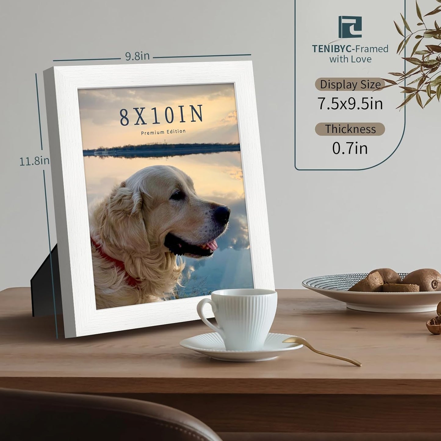 8x10 Picture Frame Set - 3 Pack, Textured White Solid Wood, HD Tempered Glass, Gallery Photo Frame, Table or Wall Display