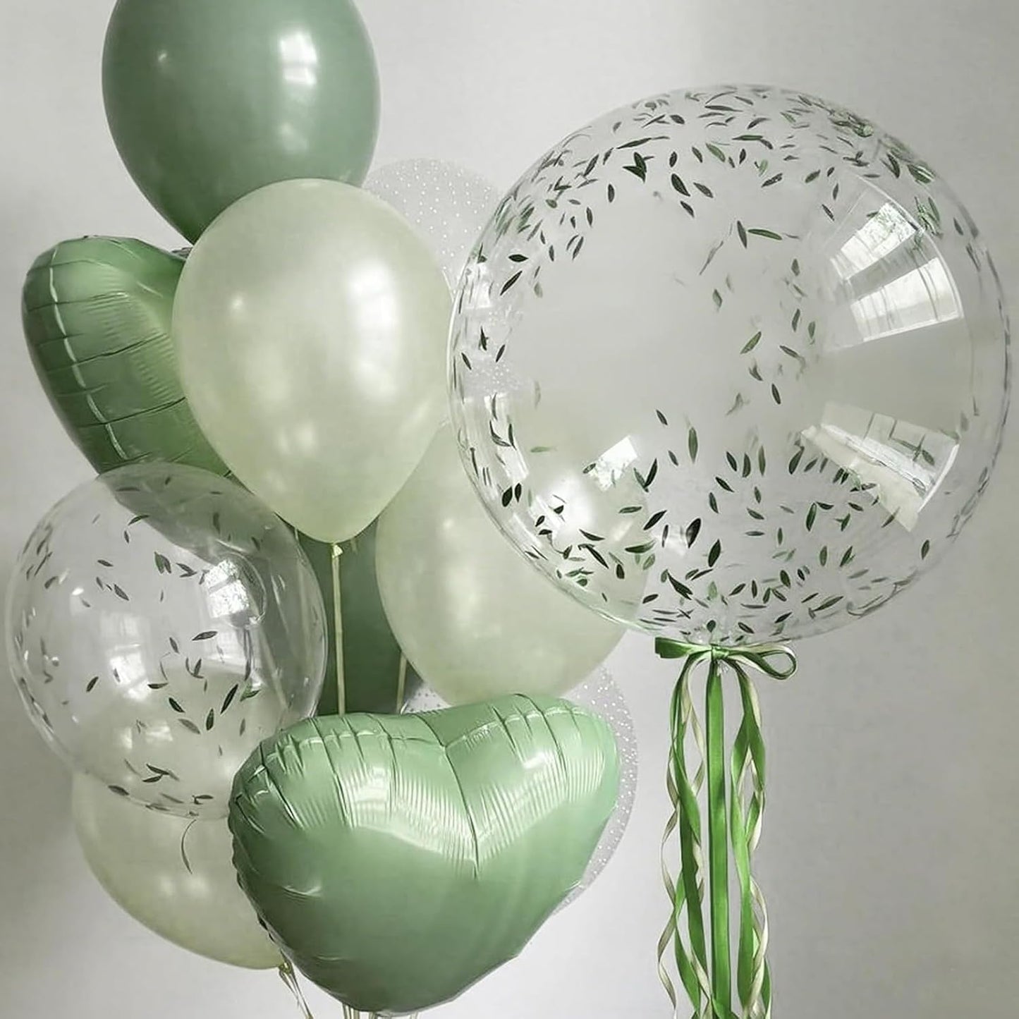 Sage Green Heart Balloons,12Pcs 18 Inch Oliver Green Foil Love Heart Shaped Balloons for Jungle Birthday Wedding Anniversary Graduation Baby Shower Valentines Day Decorations