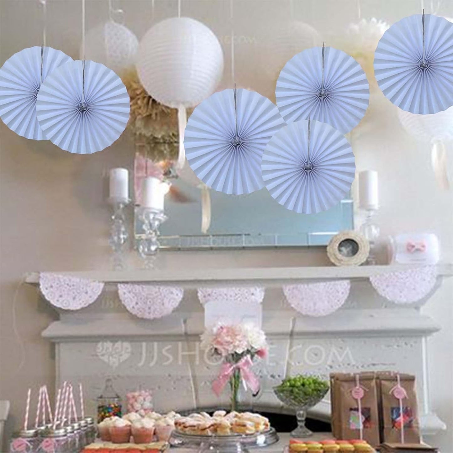 White Party Decorations,Wedding Decorations for Party Events Accessories,White Birthday Decor,Anniversary Decorations,Birthday Decorations for Men 16in Hanging Paper Fans 30 Color DIY Set(White)