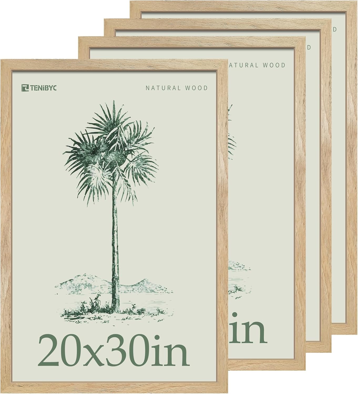 20x30 Poster Frame Set - 4 Pack, Textured Natural Solid Wood Picture Frame, Wall Gallery Frame - Wall Hanging