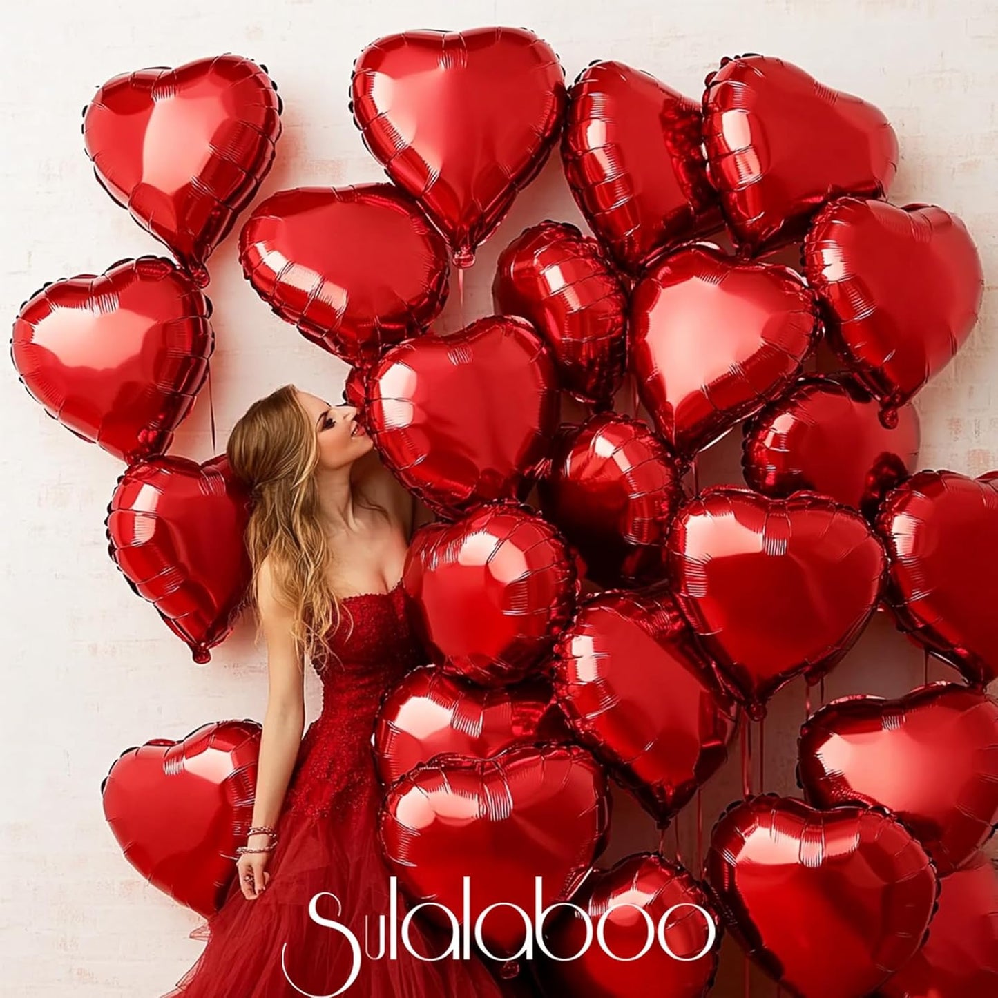 15Pcs Red Heart Balloons Helium 18 Inch Heart Shaped Foil Balloons for Valentines Day Mother's Day Engagement Anniversary Birthday Bridal Wedding Party Decorations