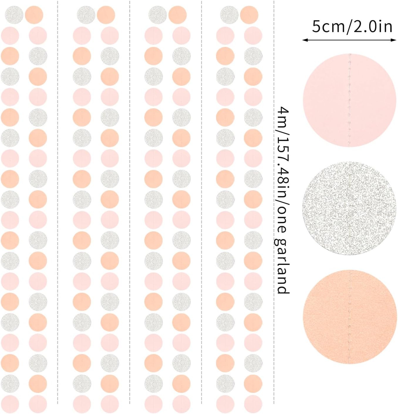 Pink-Silver Peach Birthday Party-Decorations Streamers - 52FT Hanging Paper Garland Banner,Baby Bridal Shower Engagement Anniversary Bachelorette Wedding Graduation Backdrop Decor Hugtmr