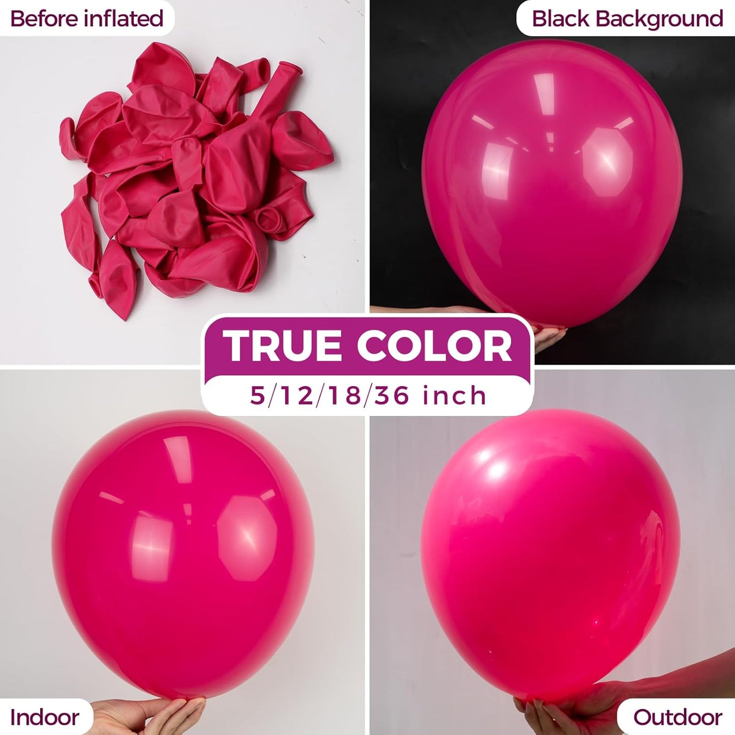Bezente Hot Pink Giant Balloons 36 Inch - 8 Pack Jumbo Pink Balloons Large Round Hot Pink Latex Balloon for Wedding Bridal Shower Valentine's Day Birthday Party Backdrop Decorations