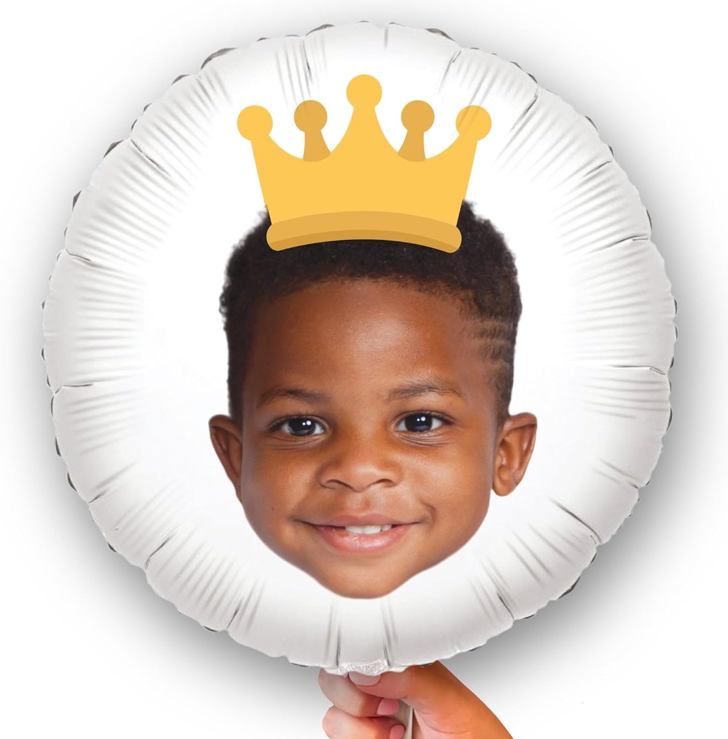 Big Dot of Happiness Personalized Crown Fun Face Photo Balloon, Kids Royal or Princess Birthday Party Decorations, Custom Double-Sided Circle Mylar, 1 Piece