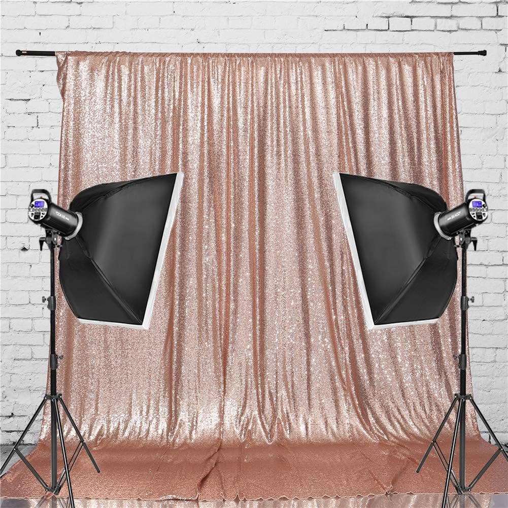 Eternal Beauty Rose Gold Sequin Backdrop, 6x6 Ft Glitter Background Curtains for Shimmer Photography Party Wedding Birthday Back Drop Decor