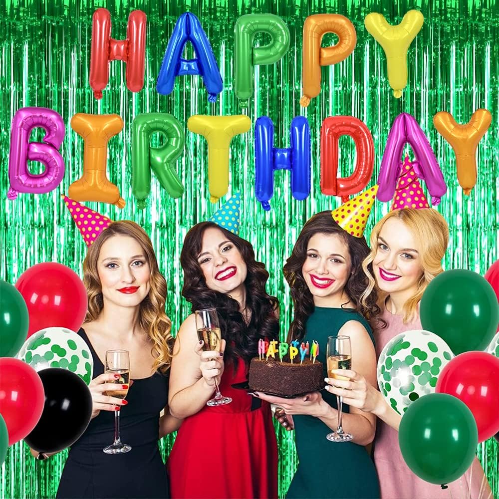 TONIFUL 3Pcs Green Door Streamers,Green Photo Booth Backdrop,Metallic Streamers Green Foil Fringe Curtains for Birthday,Christmas,New Year,St. Patrick's Day Party Streamers Decor(9.9ft x 6.6ft)