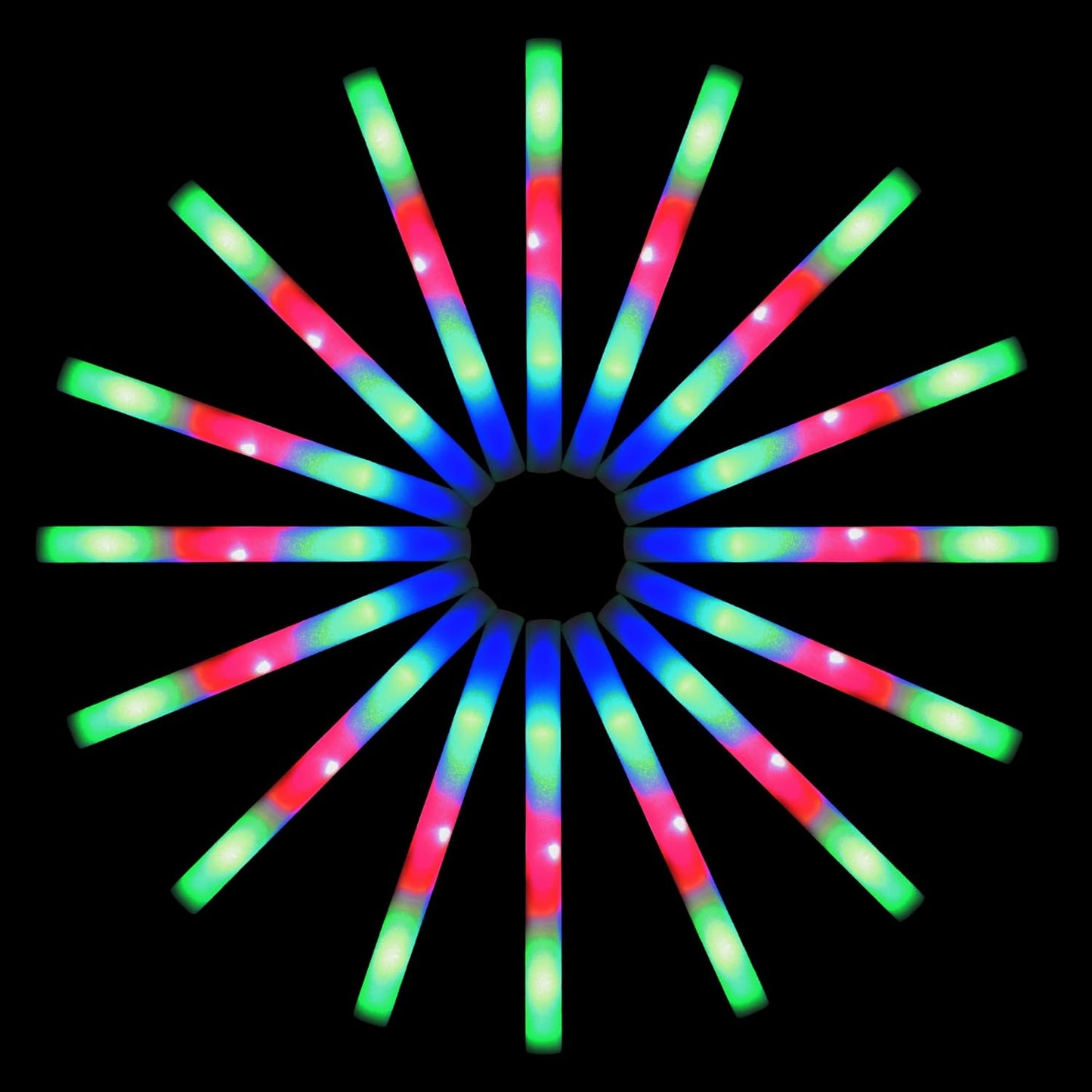 100 LED Foam Sticks Lights - Party Batons Wand for Weddings, Birthdays, DJ, Concerts, Festivals, Events - 3 Color Lighting Modes