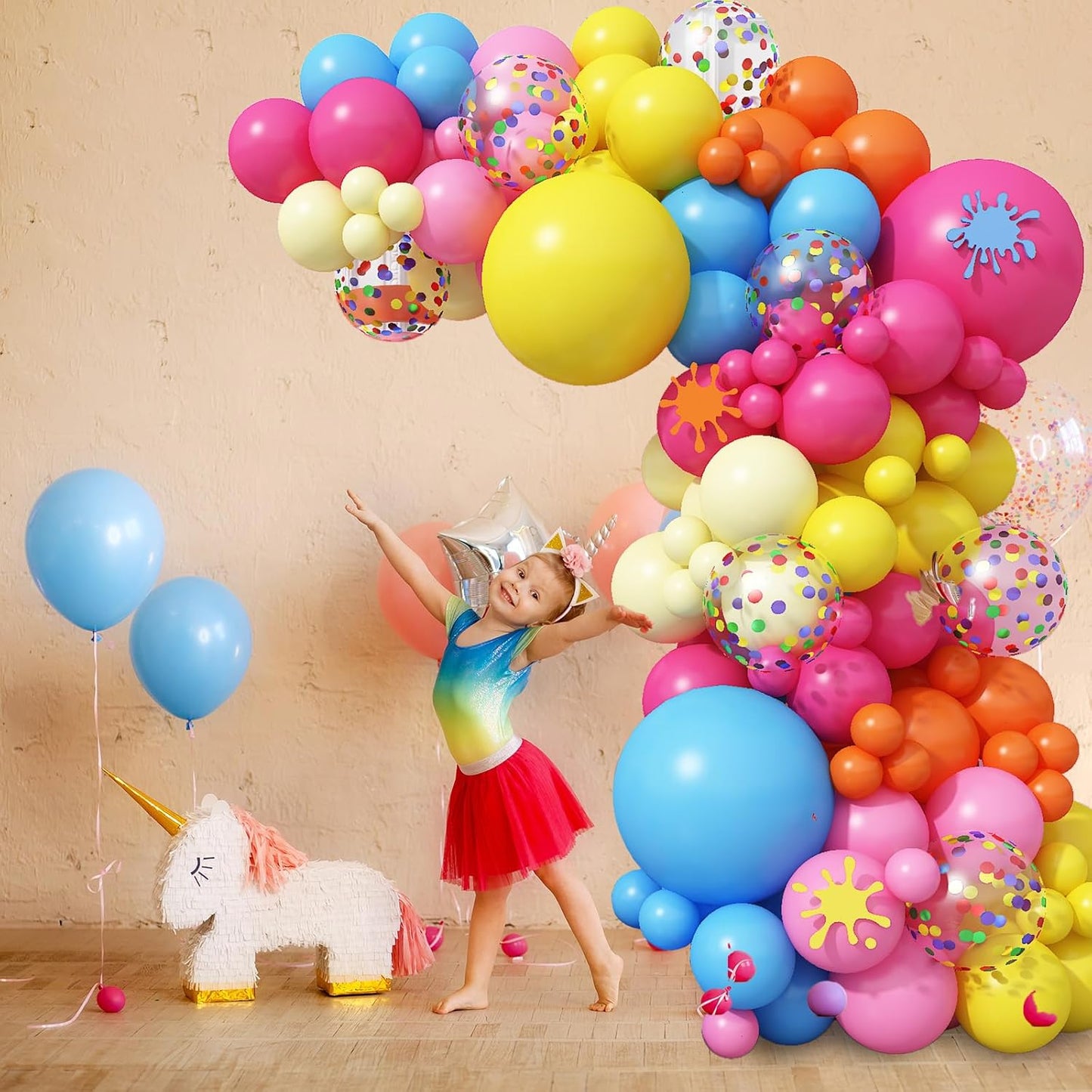 Rainbow Balloon Arch Kit 126Pcs Colorful Balloons Garland Multicolor Assorted Primary Color Pride Birthday Party Balloons for Kids Carnival Circus Fiesta Baby Shower Wedding Anniversary Decorations