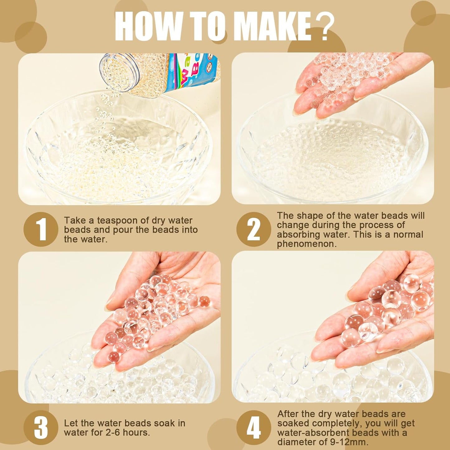 ZTML MS 200,000 Pieces Clear Water Gel Jelly Beads, Clear Water Beads, Vase Filler for centerpieces, Non Toxic Water Beads for Soilless Planting, Floral Arrangement, Vase Filler (Clear)