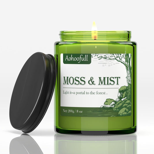 Moss & Mist Soy Candles for Home Scented,8oz 40 Hour Burn Aromatherapy Candle Gift for Stress Relief, Meditation, Yoga, Relaxing SPA, Reusable Jar for Men and Women