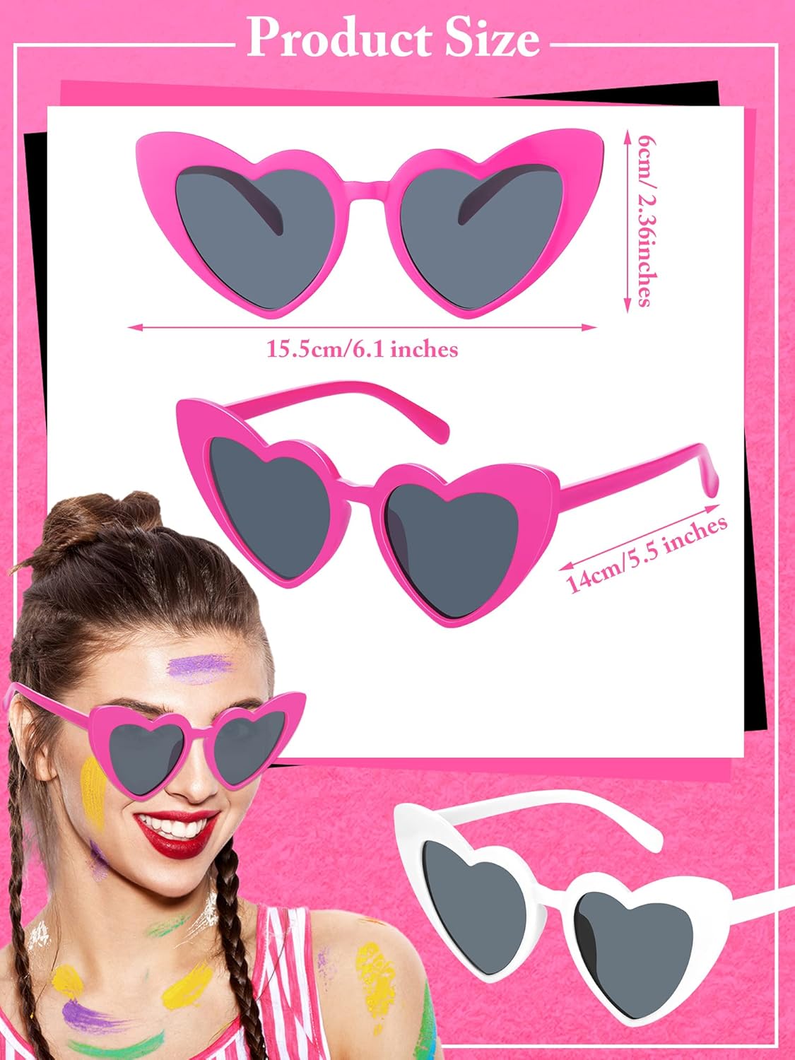 Flutesan 12 Pack Bachelorette Sunglasses Bride Bridesmaid Heart Shaped Sunglasses Women Eyeglasses for Party
