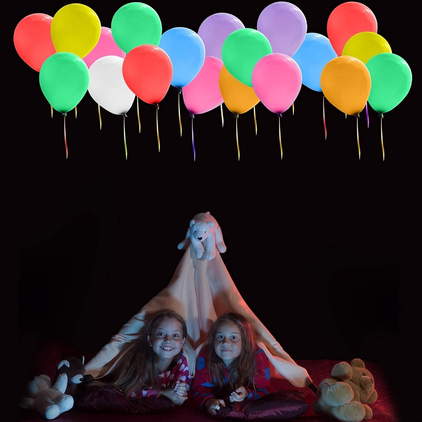 LED Balloons Flashing, 32 Pack, 8 Colors Light Up Balloons, Lasts 12-24 Hours for Glow in the Dark Party Supplies, Birthday, Halloween, Easter Party and Wedding Decorations