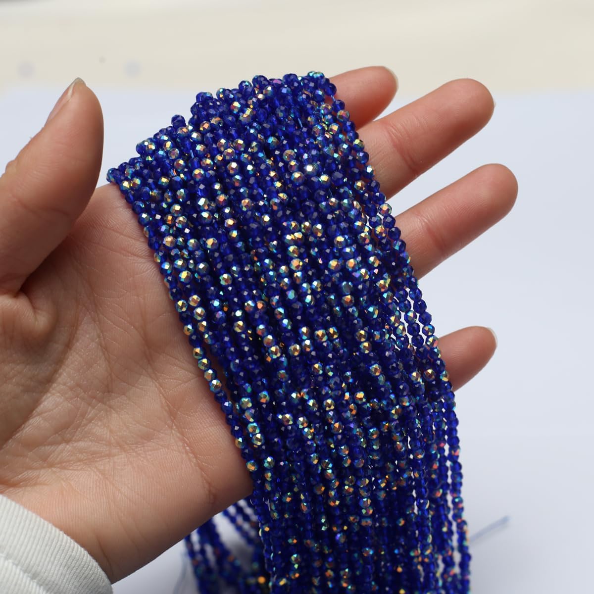 10 Strands Artificial Color Plating Faceted Beads Synthetic Colorful Crystal Beaded for Jewelry Making Necklace Decoration 3mm