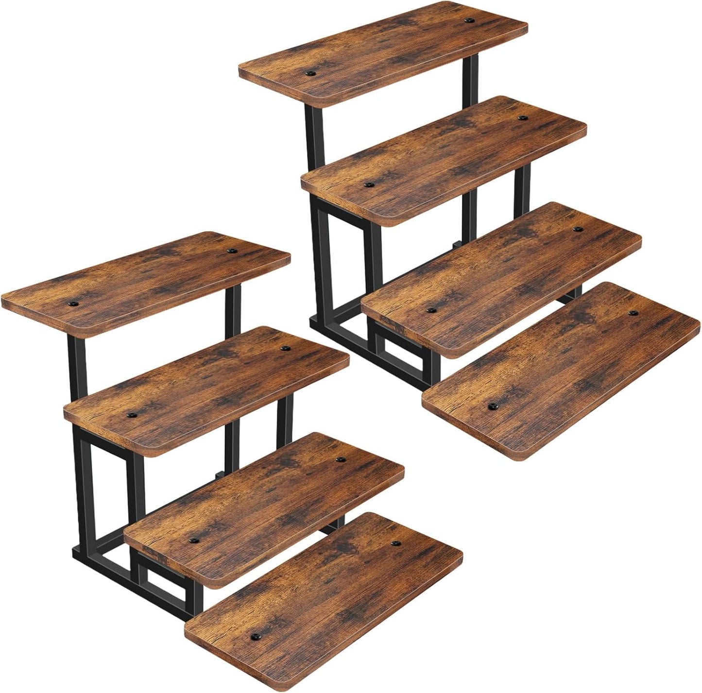 Lily Cupcake Stand for 50 Cupcakes, 2 PACK Wooden Dessert Table Display Set for Wedding Cupcake Tower, Stepped Tiered Tray Stand 4 Tier Risers Display Stands Serving Trays for Party Market Display