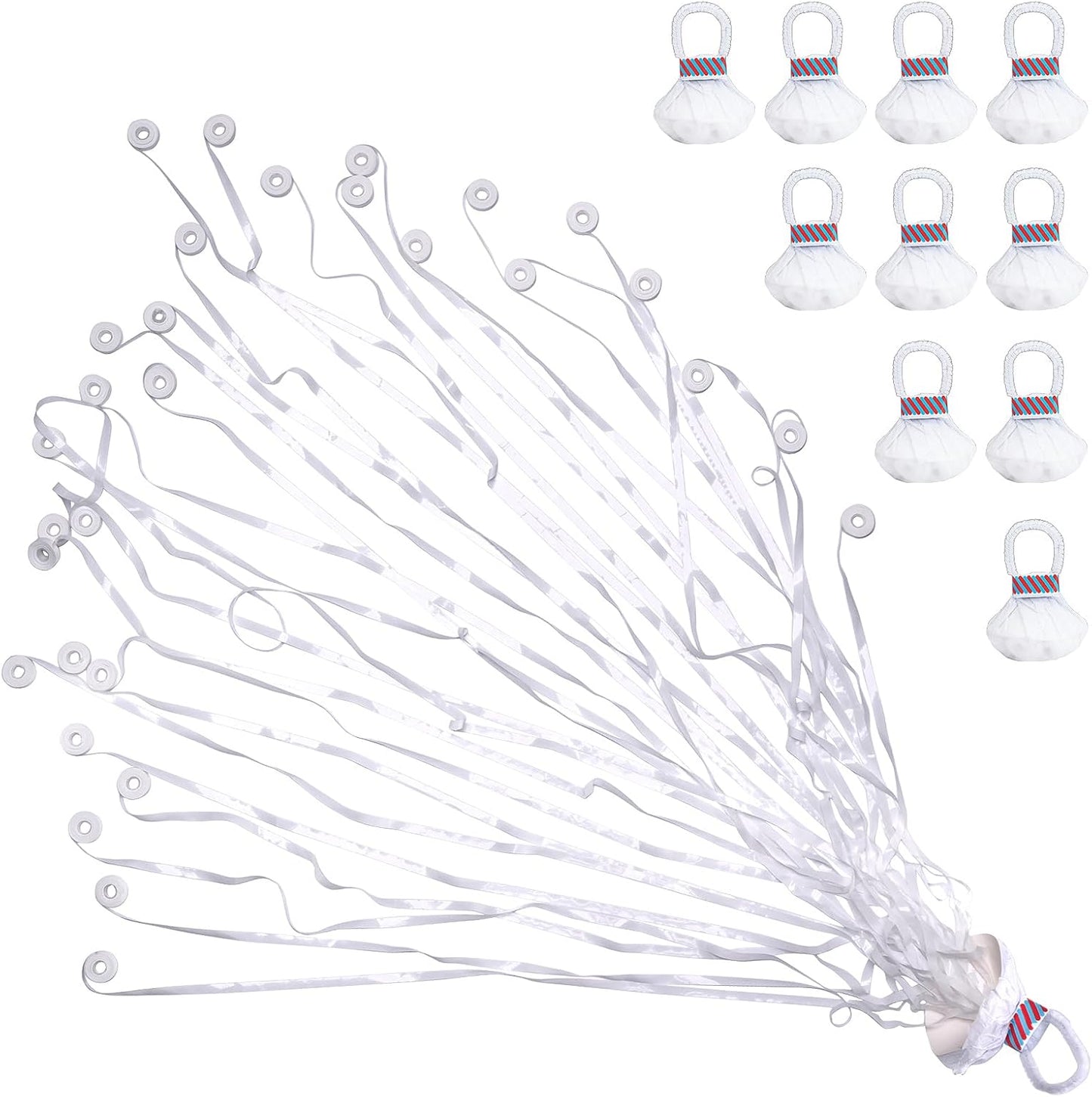 Confetti Poppers, 10Pack Plastic No Mess Streamers, Party Poppers for Birthday,Wedding,Celebrations,Graduation Party (White, 10 Pack)