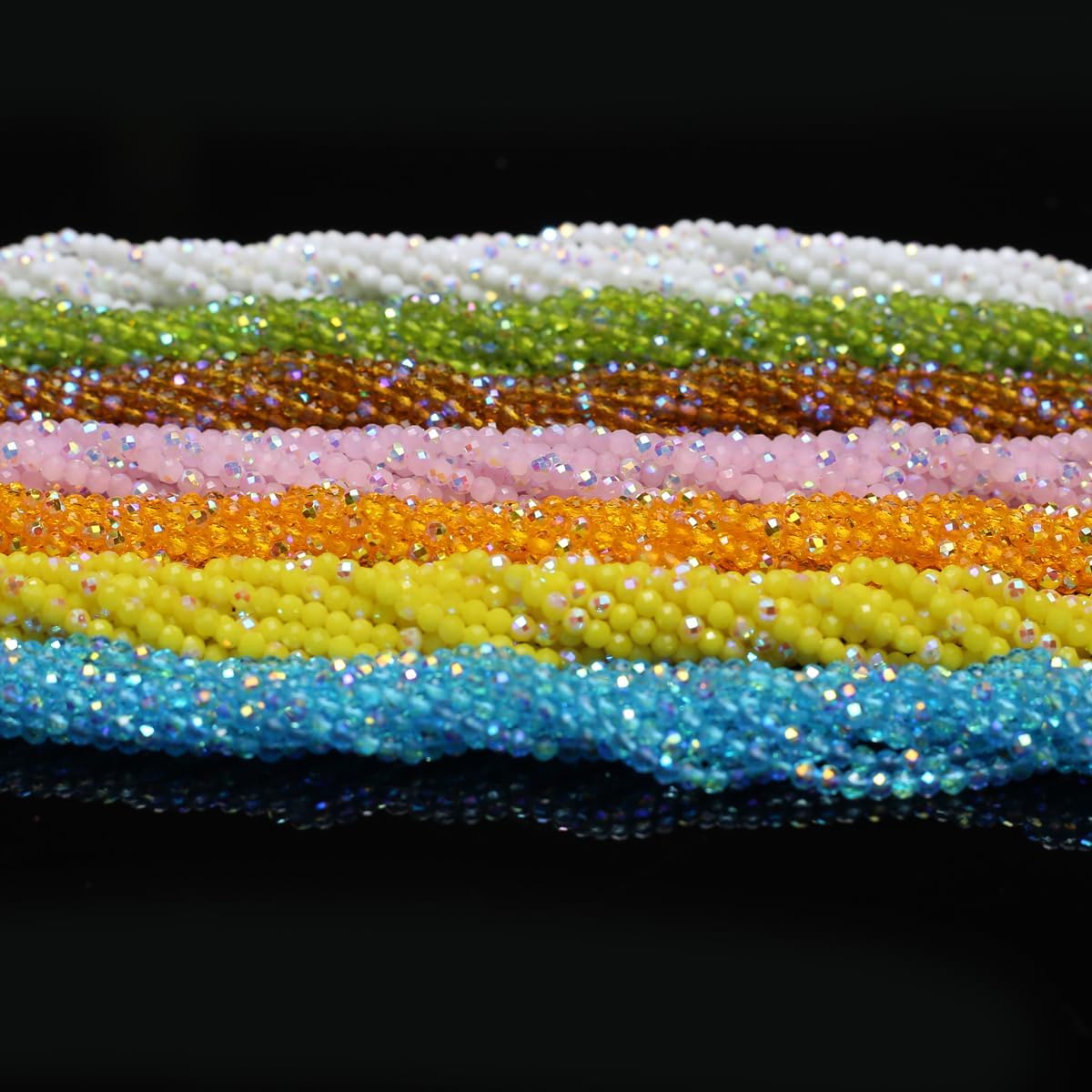 10 Strands Artificial Color Plating Faceted Beads Synthetic Colorful Crystal Beaded for Jewelry Making Necklace Decoration 3mm