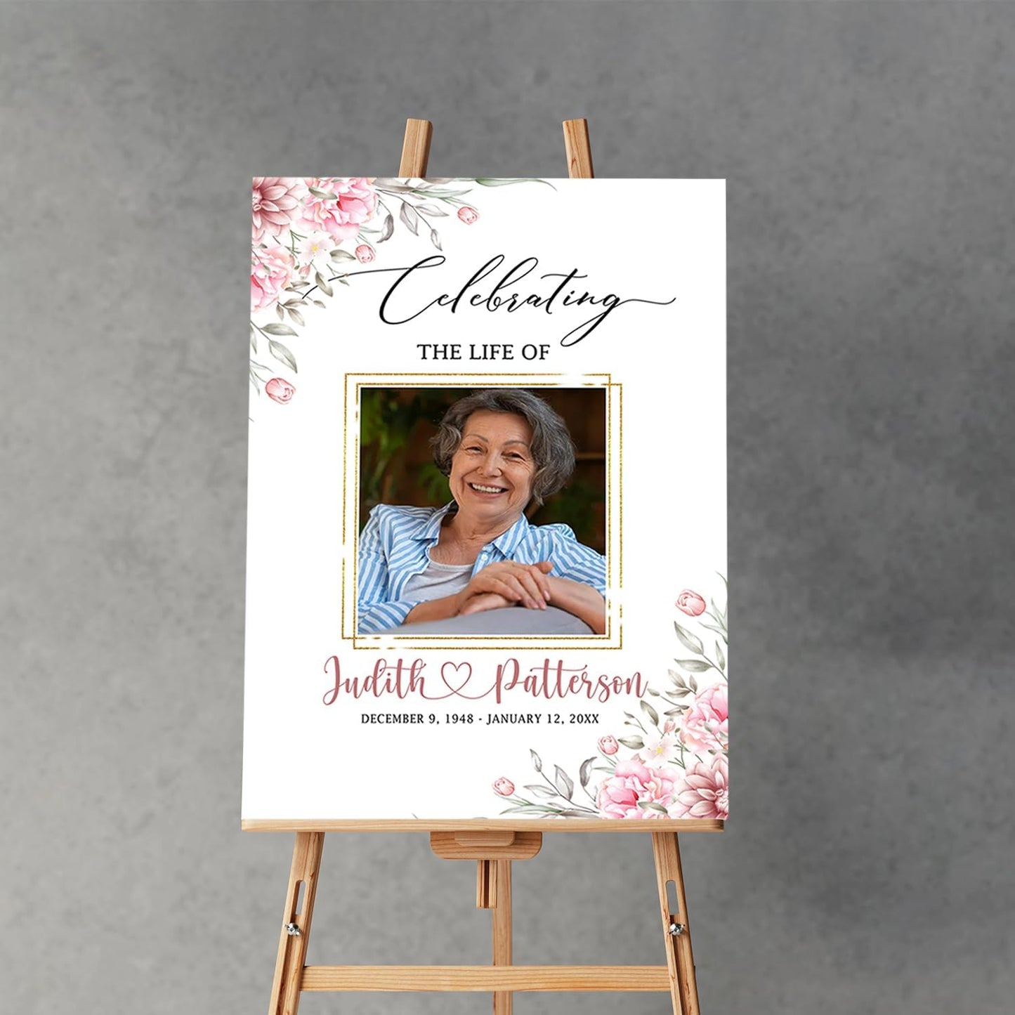 Celebration of Life, Funeral Welcome Sign, Large Memorial Poster, Funeral decoration, Obituary Memorial Service, Funeral program, Floral Funeral Welcome Sign, In-loving Memory Sign