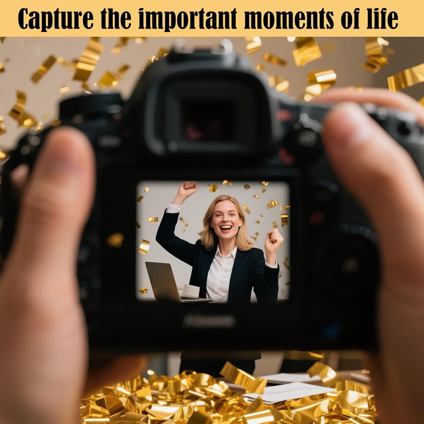 5-Pack Gold Confetti Poppers, 12-Inch Recyclable Confetti Cannons for Weddings, Birthdays, Graduations, and Festive Gatherings.