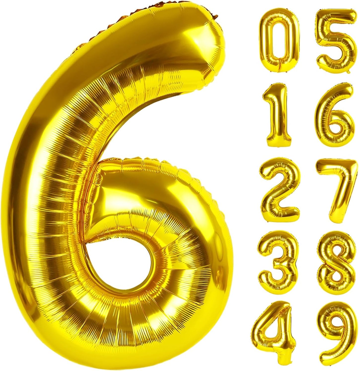 Gold Number 6 Balloons,40 Inch Giant Number 6 Balloons Foil Mylar Helium Gold Number Balloons for 6th 16th 26th 60th 66th Birthday Party Supplies Anniversary Event Celebration Decorations
