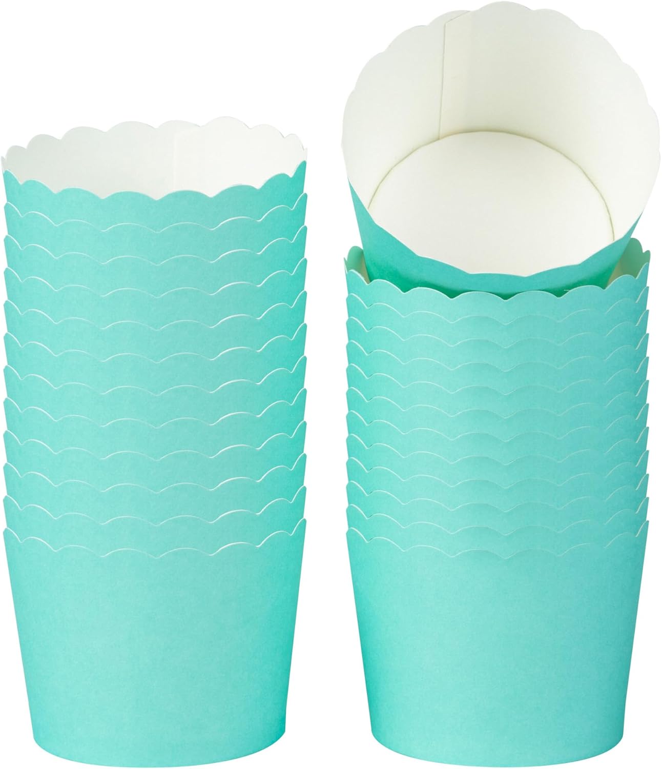 Panificio 3 Ounce Cupcake Wrappers, 200 Scalloped Baking Cups - Oven-Ready, Greaseproof, Turquoise Paper Cupcake Liners, Disposable, For Birthdays, Baby Showers, Or Weddings - Restaurantware