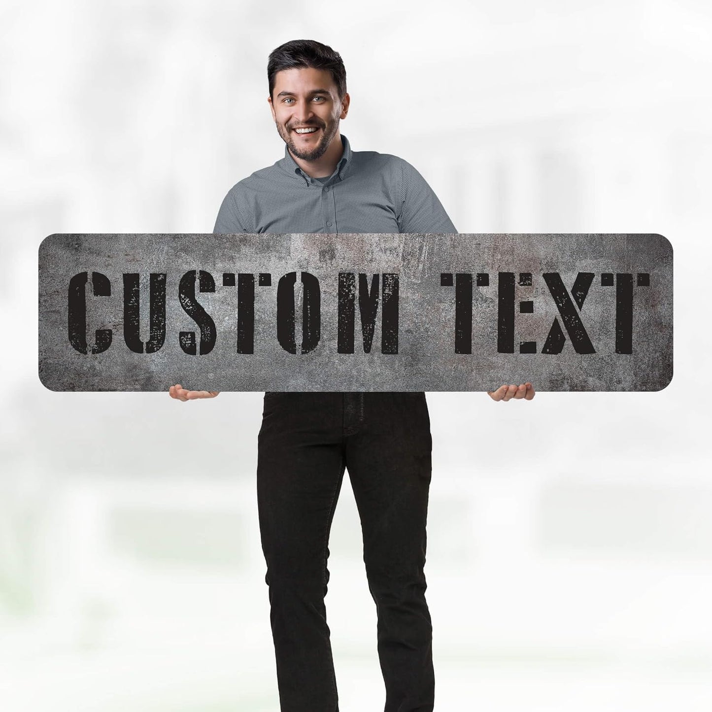 Custom Sign, Custom Street Sign, 11 Font Colors, 13 Font Styles, 4 Hole Options, 22 Sizes, 12x48 Inches, Rust Free DiBound, Fade Resistant, Made in USA by My Sign Center (Grunge Metal)