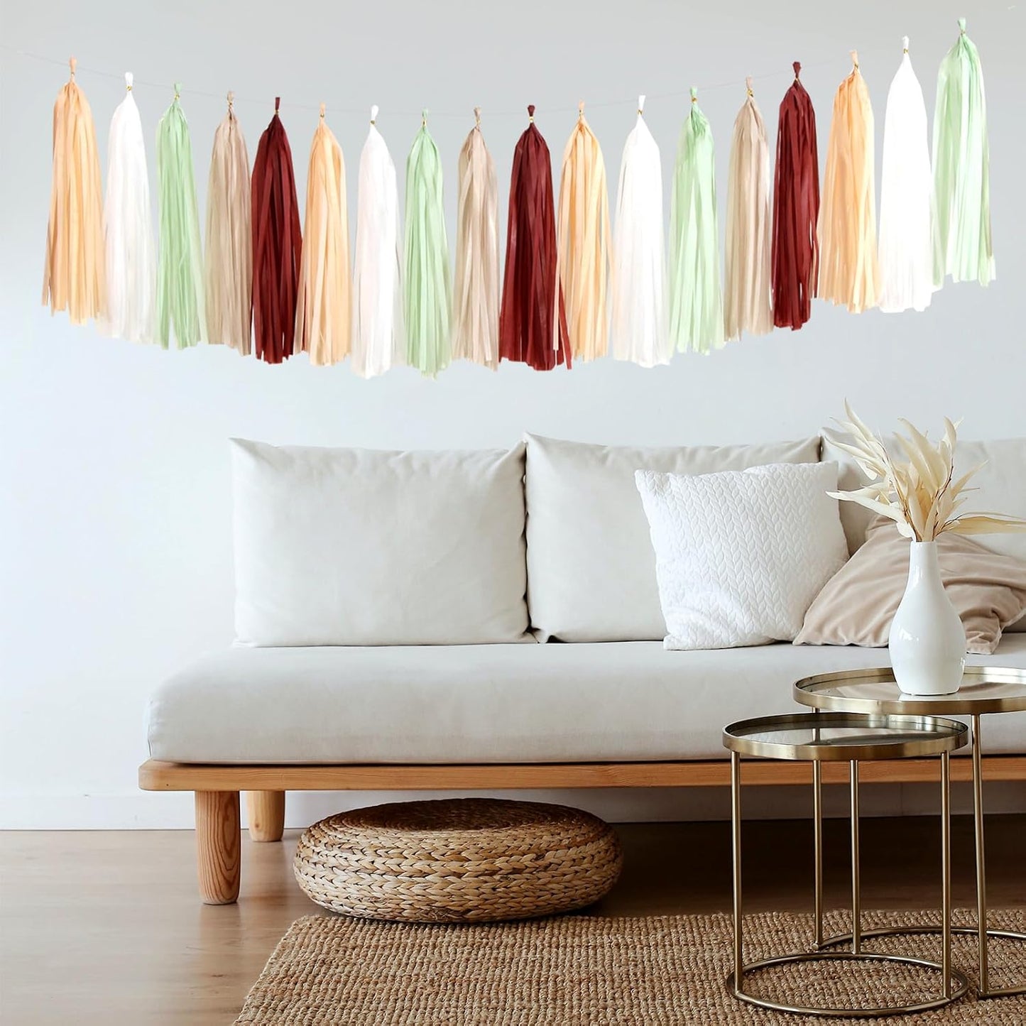 Sage-Green Burgundy Champagne-Gold Tassel-Garland - 25pcs Boho Wedding Party Decorations Banner Streamers,Birthday Bridal Baby ShowerTassels,Engagement Bachelorette Christmas Decor Panduola