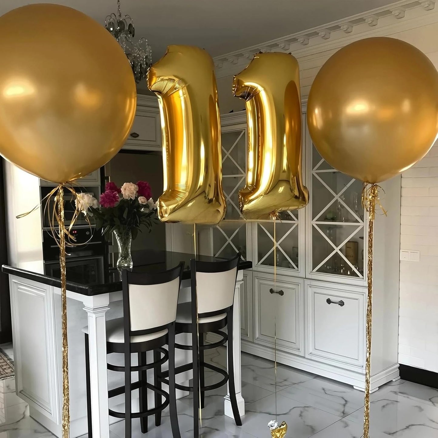 36 inch Metallic Gold Giant Balloons, 4pcs large latex round balloons for Photo Shoot, balloons garland or arch as wedding decorations, retirement party,baby shower party,birthday decorations