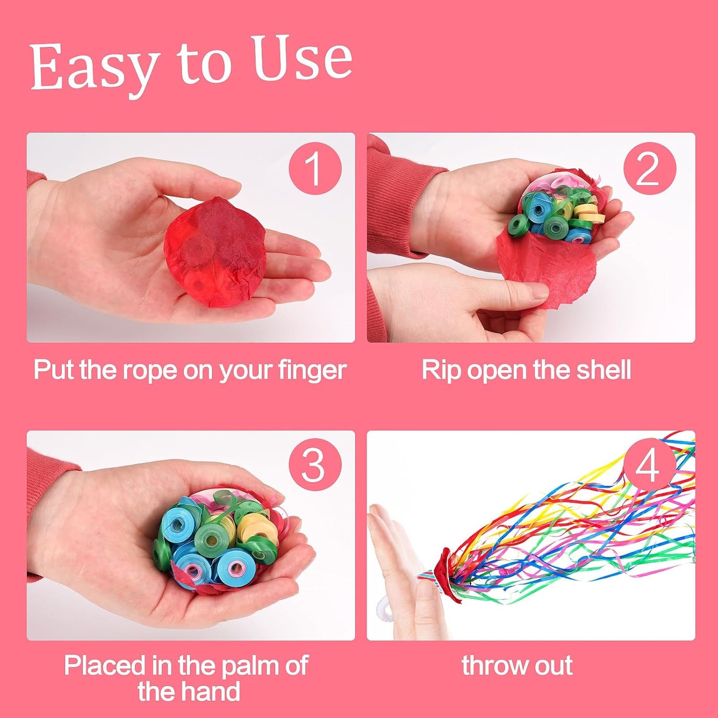 Confetti Poppers, 10Pack Plastic No Mess Streamers, Party Poppers for Birthday,Wedding,Celebrations,Graduation Party (Colorful, 10 Pack)