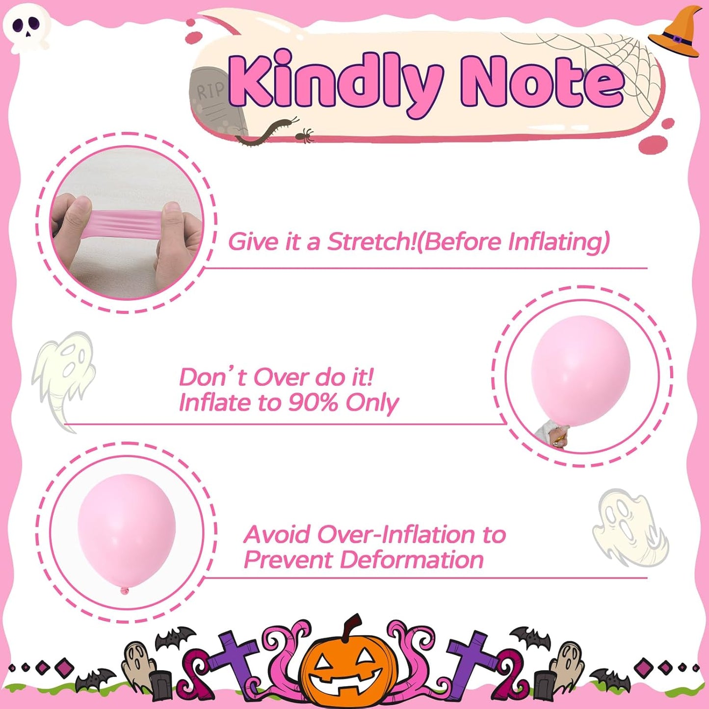 Halloween Party Balloons Decorations,12 Inch Pink and Black Balloons Set Pink Silver Print Balloon Cute Balloon for Halloween Themed Party Supplies