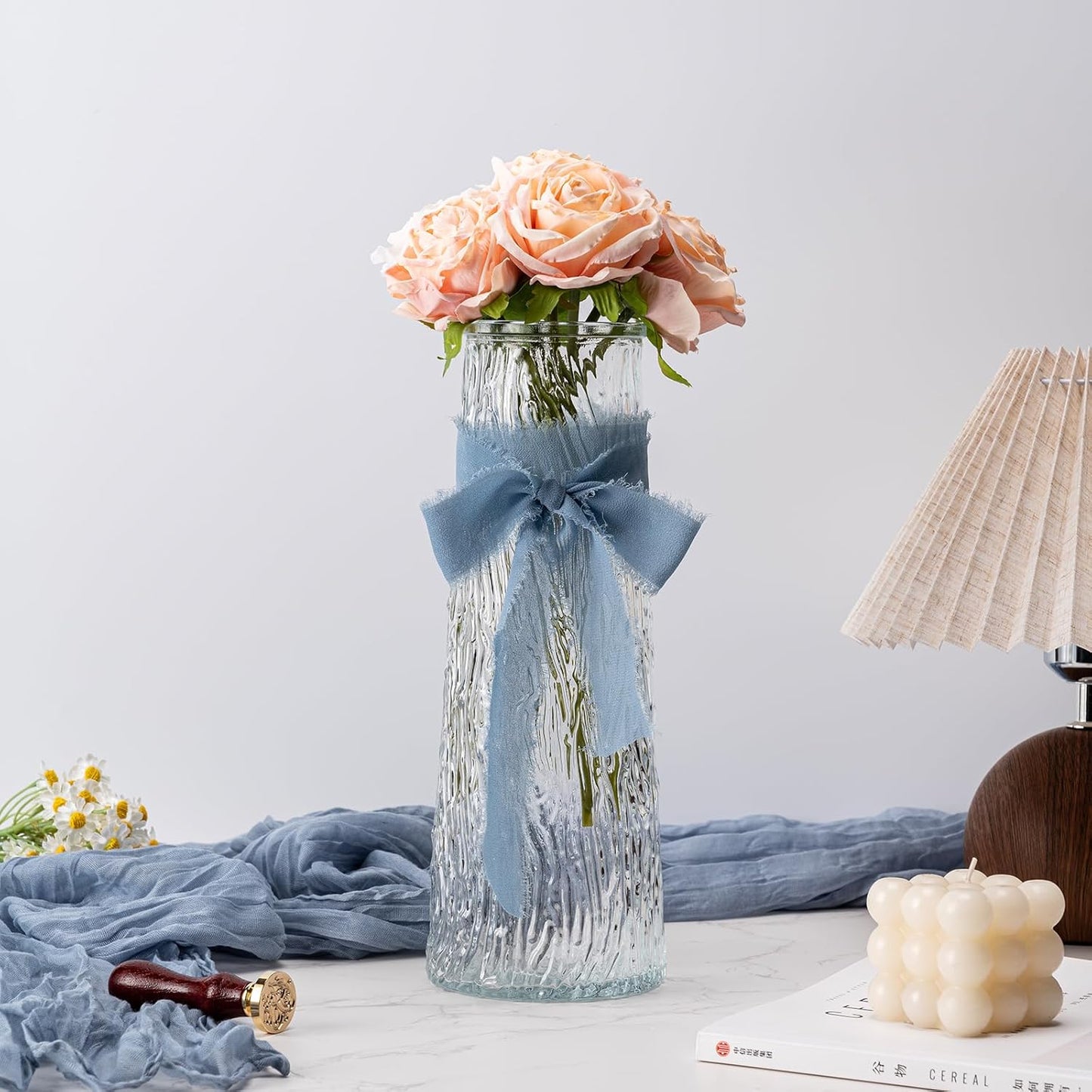 Dusty Blue Handmade Chiffon Ribbon,1.5Inch x 3 Rolls Total 24 Yards Dusty Blue Fringe Chiffon Silk Ribbon,for Wrapping Wedding Invitations,Bridal Bouquets,DIY Crafts,Home Decor and More