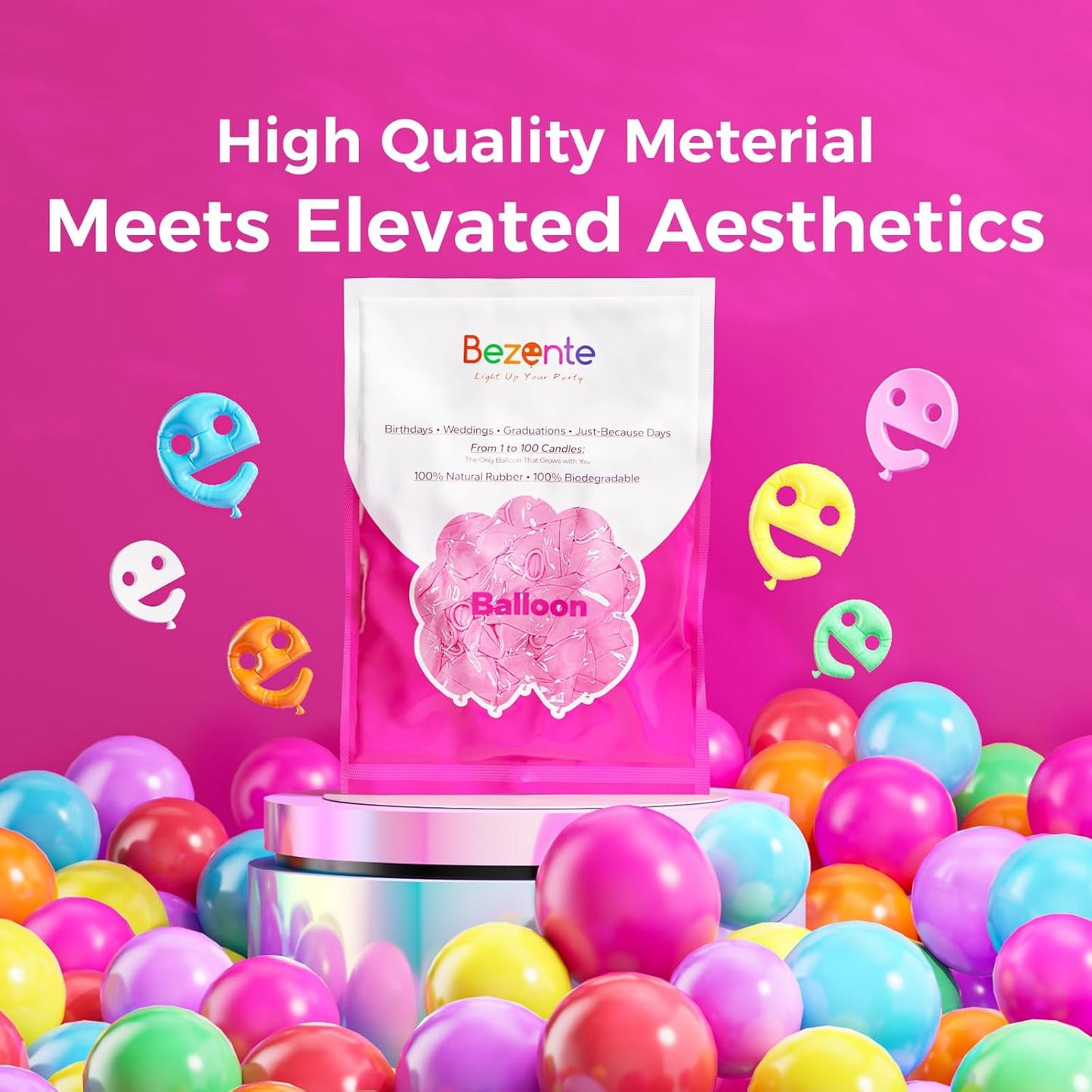 Bezente Assorted Rainbow Giant Balloons 36 Inch - 8 Pack Jumbo Multicolor Large Round Latex Balloon for Birthday Bridal Shower Wedding Party Decorations