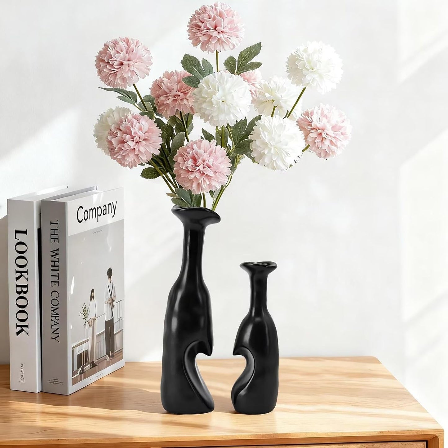 Heart Shaped Small Ceramic Vases Set of 2 Home Decor Boho Vase Modern Matte Flower Vase Minimalist Decorative Vase for Wedding Gift Dining Coffee Table Book Shelf Office Décor