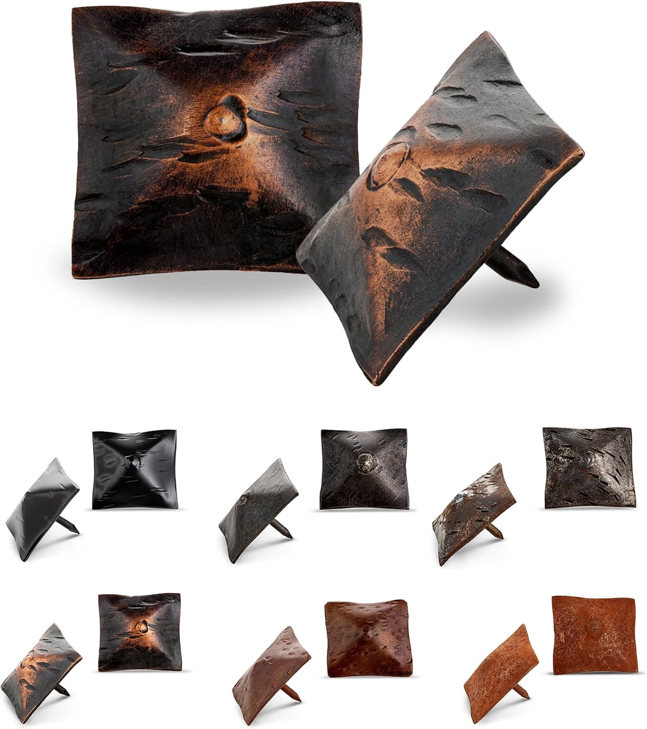 100 Pack 1.5" Square Head Iron Clavos Decorative Nails – Oil Rubbed Bronze – Handmade Rustic Square Fasteners for Farmhouse Shutters, Faux Wood, Barn Doors, and Gates – Ornamental Wood Accent